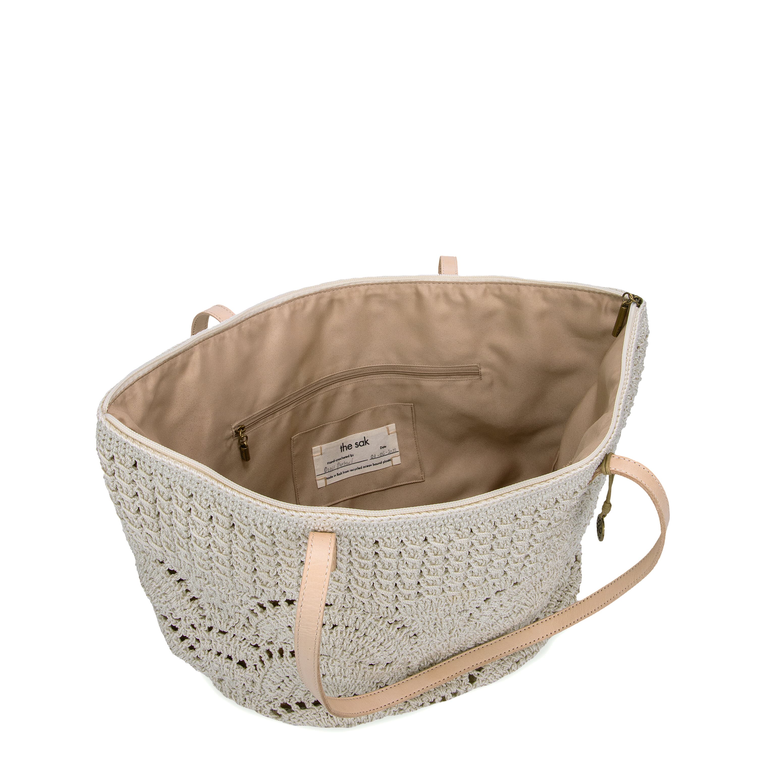 The Sak Faye Large Tote - Hand Crochet - Natural Fan