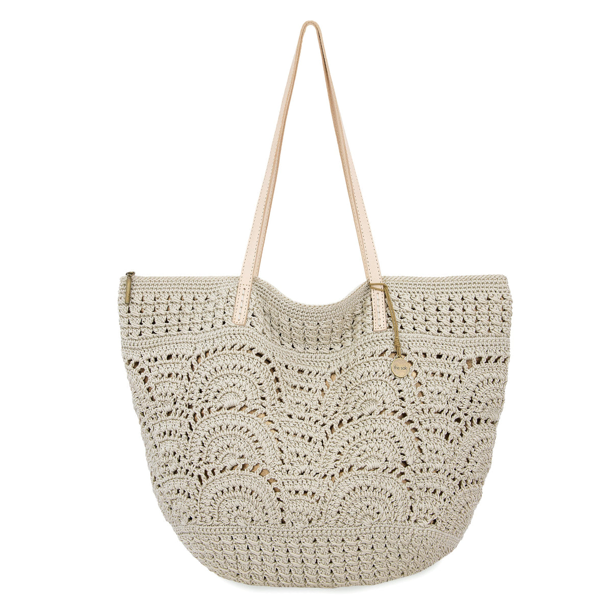 Faye Large Tote Bag in Natural Fan Crochet