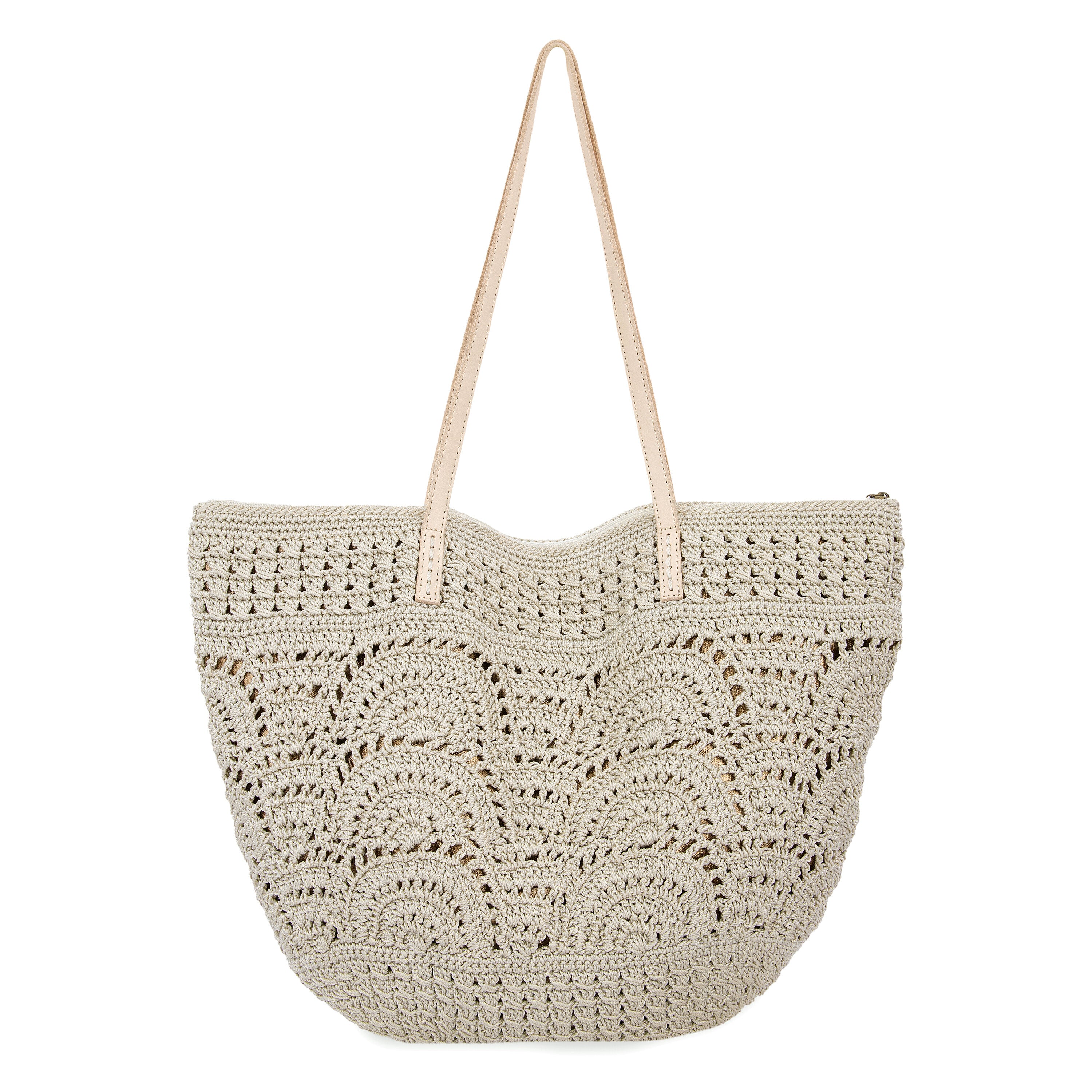 Faye Large Tote  Oversized Crochet Tote with Leather Straps – The Sak