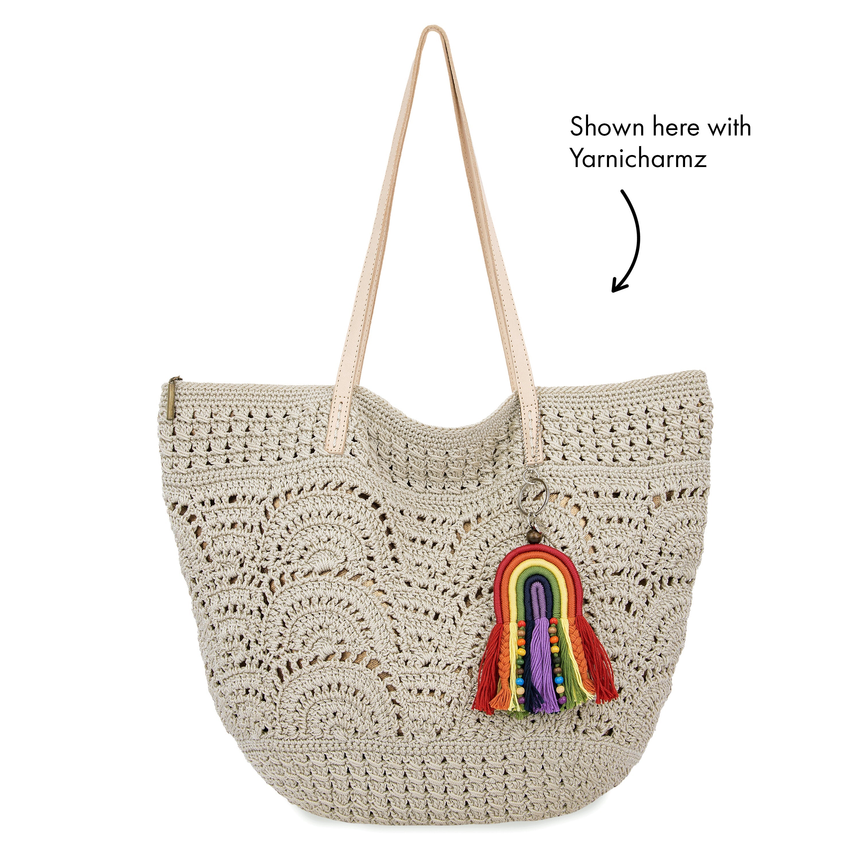 The Sak Faye Large Tote - Hand Crochet - Natural Fan