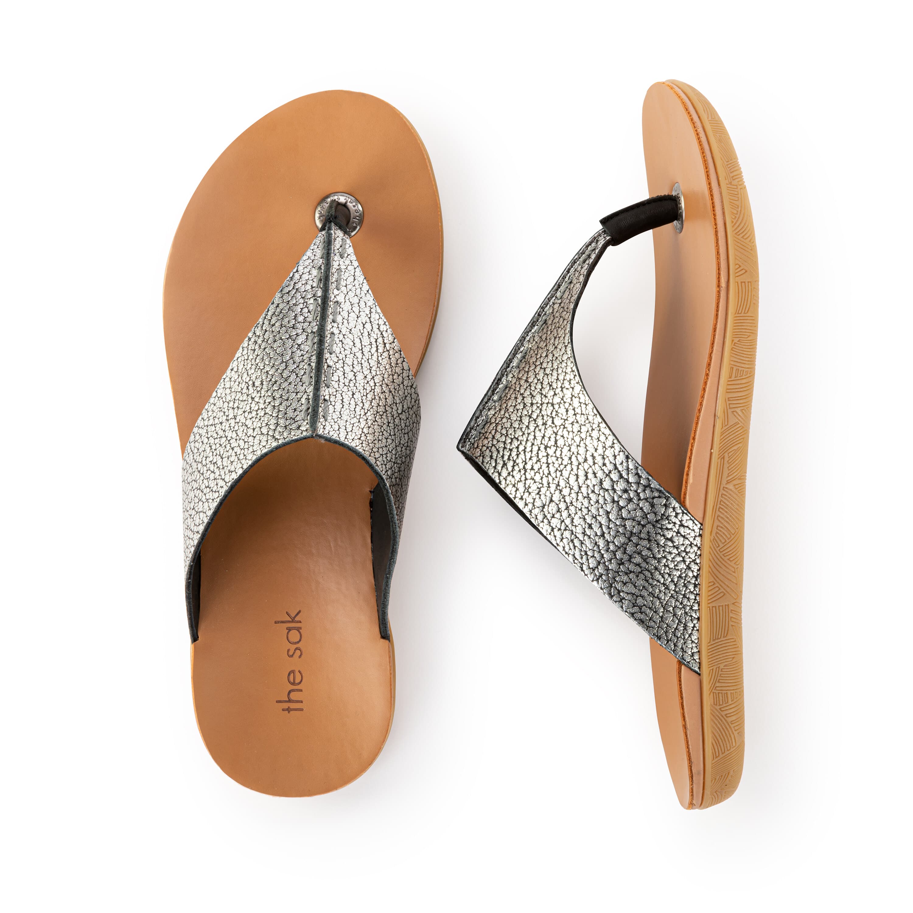 The Sak Los Feliz Sandal - Leather - Dark Silver