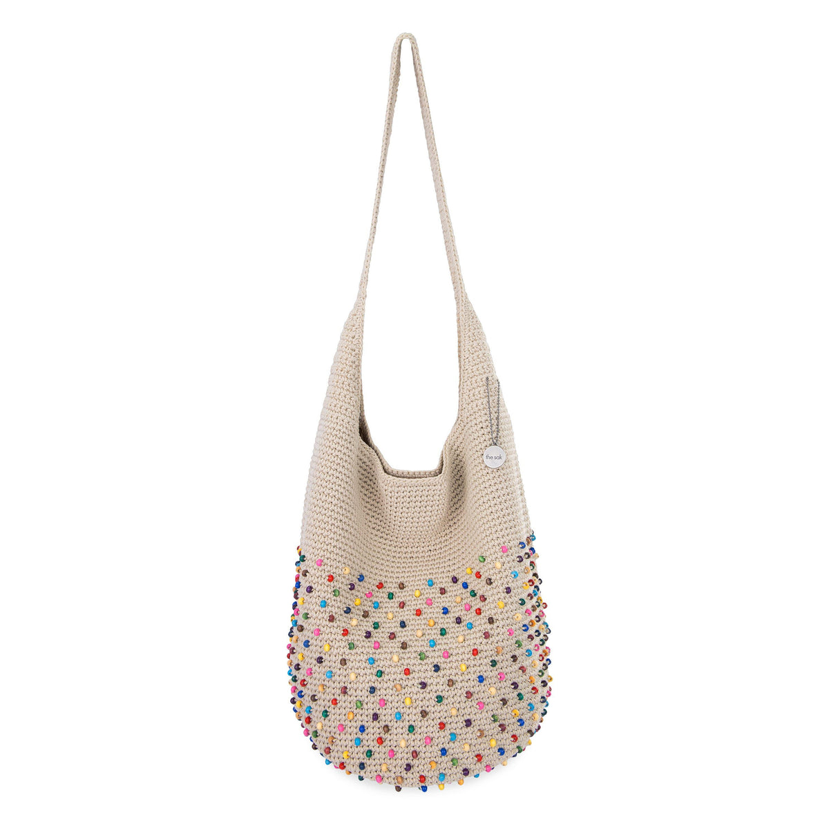120 Hobo Bag in Ecru Multi Beads Crochet