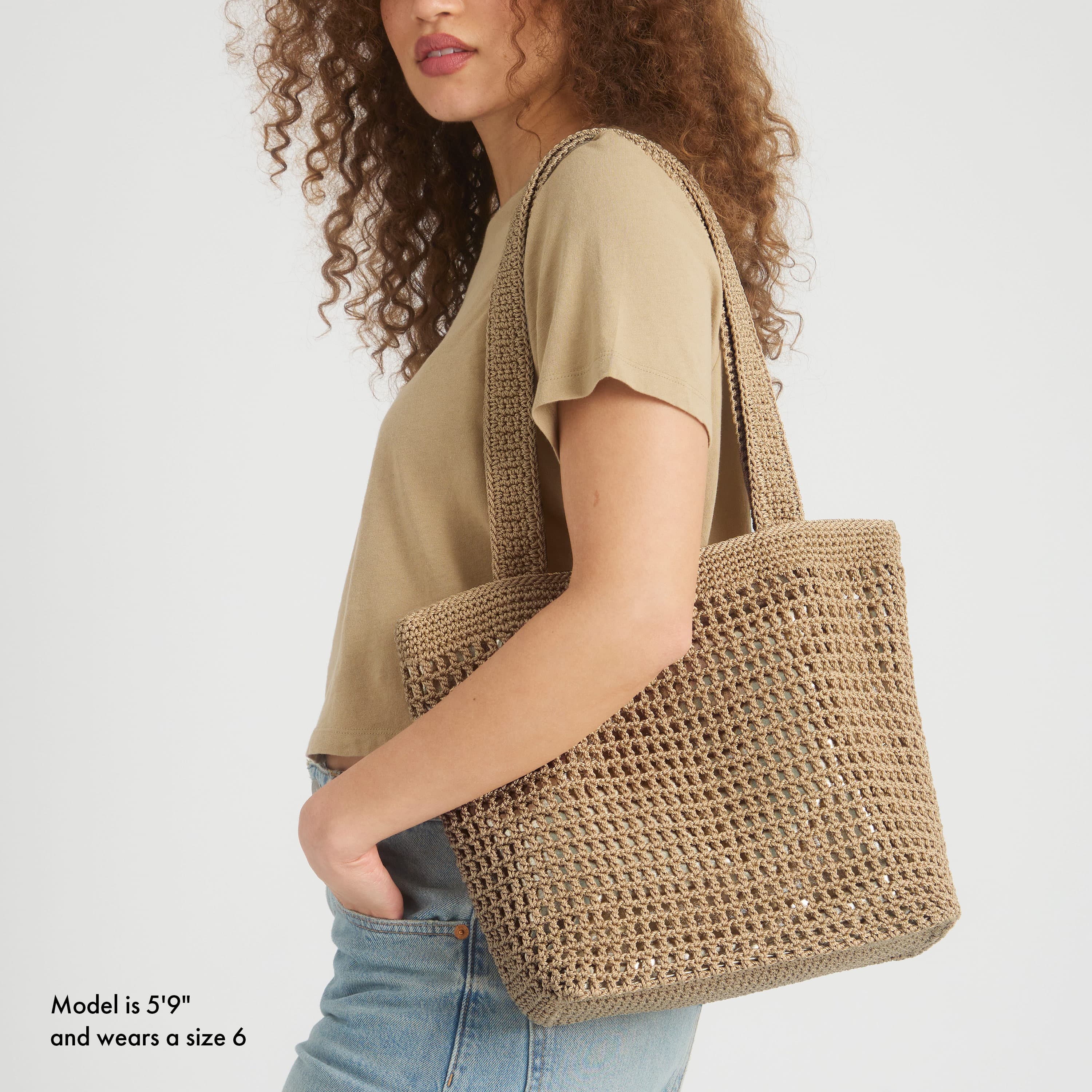 The Sak Casual Classics Tote - Hand Crochet - Bamboo With Gold