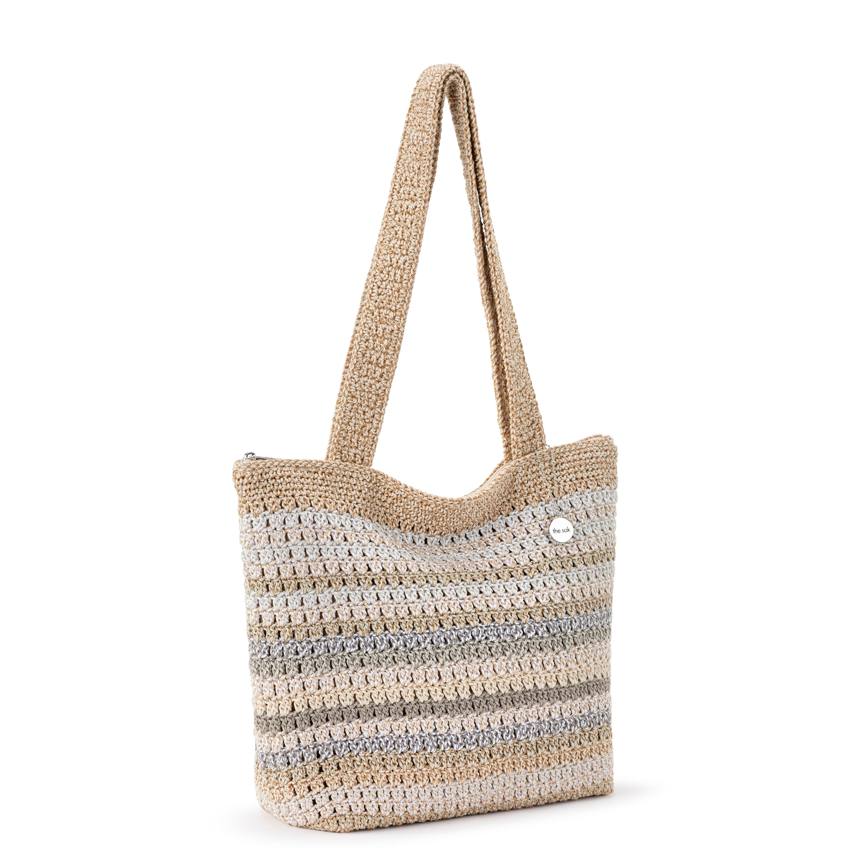 Casual Classics Tote Bag in Sand Stripe Crochet – The Sak