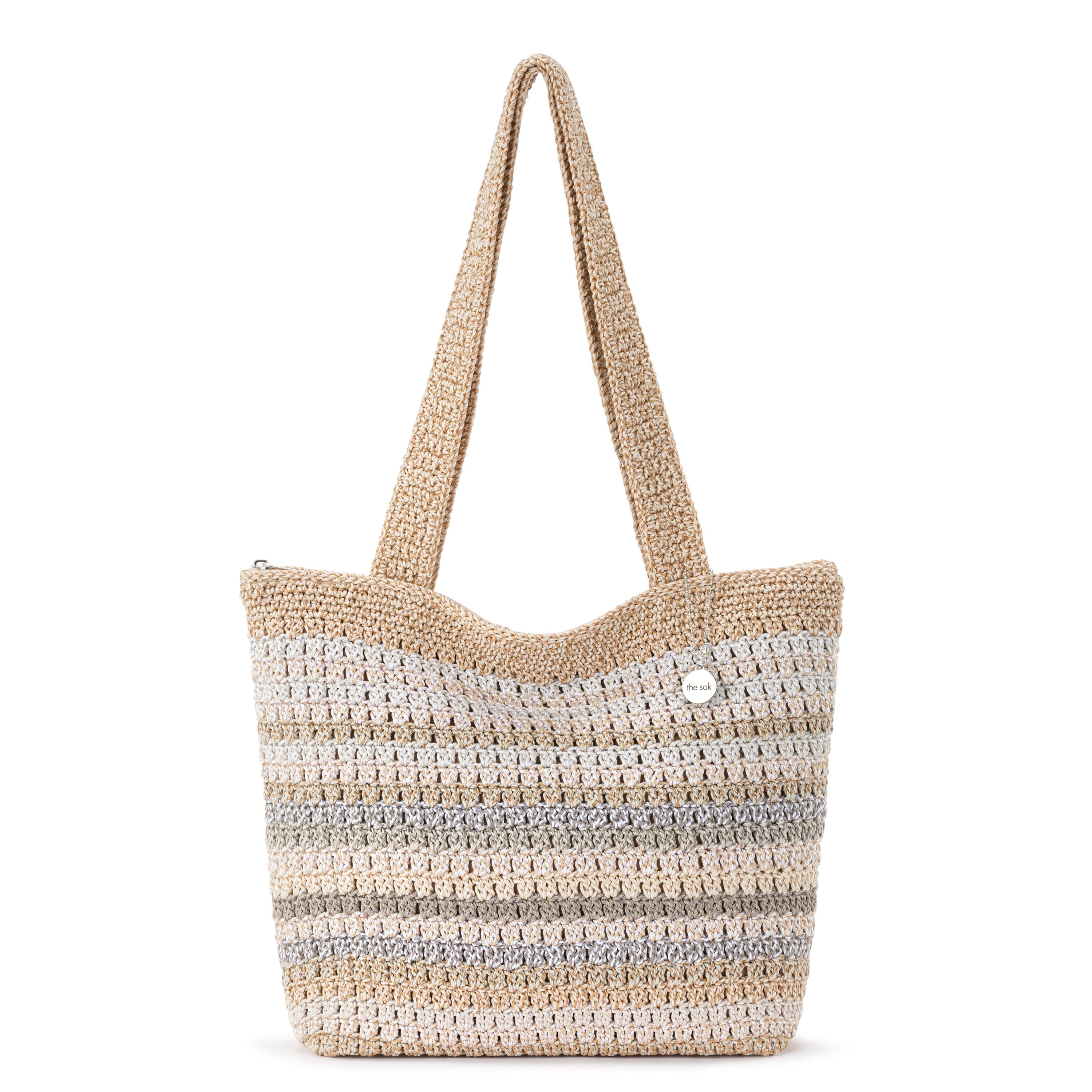 Casual Classics Tote Bag in Sand Stripe Crochet – The Sak