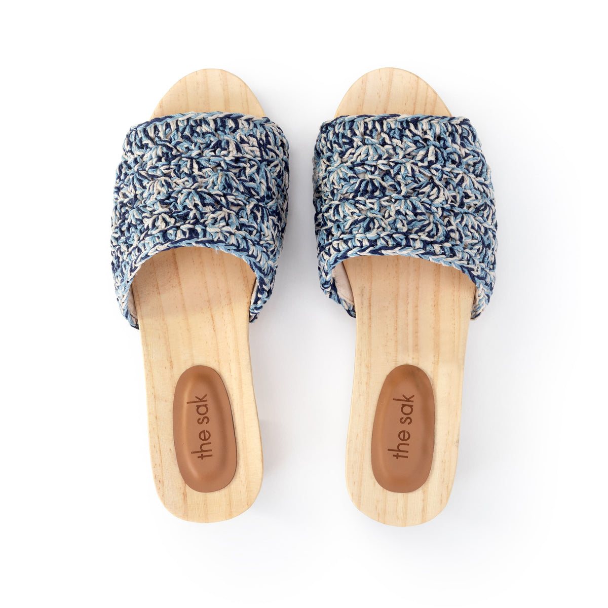 Ella Clog Sandal in Blue Static Shell Crochet