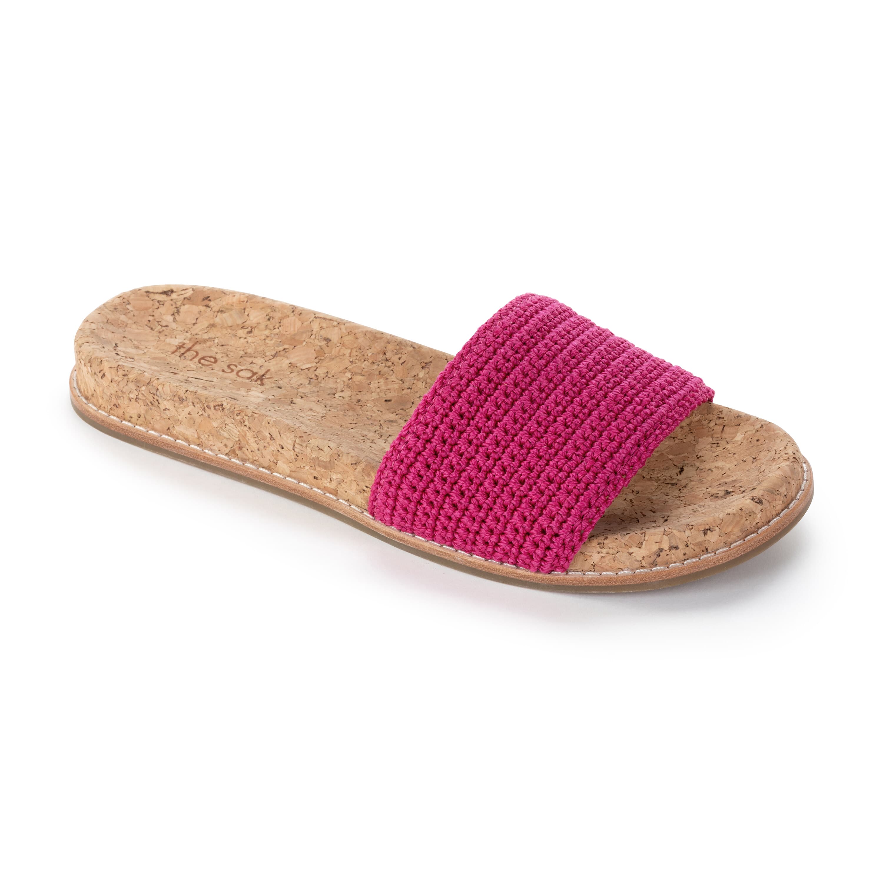 The Sak Mendocino Slide Sandal - Hand Crochet - Pinkberry