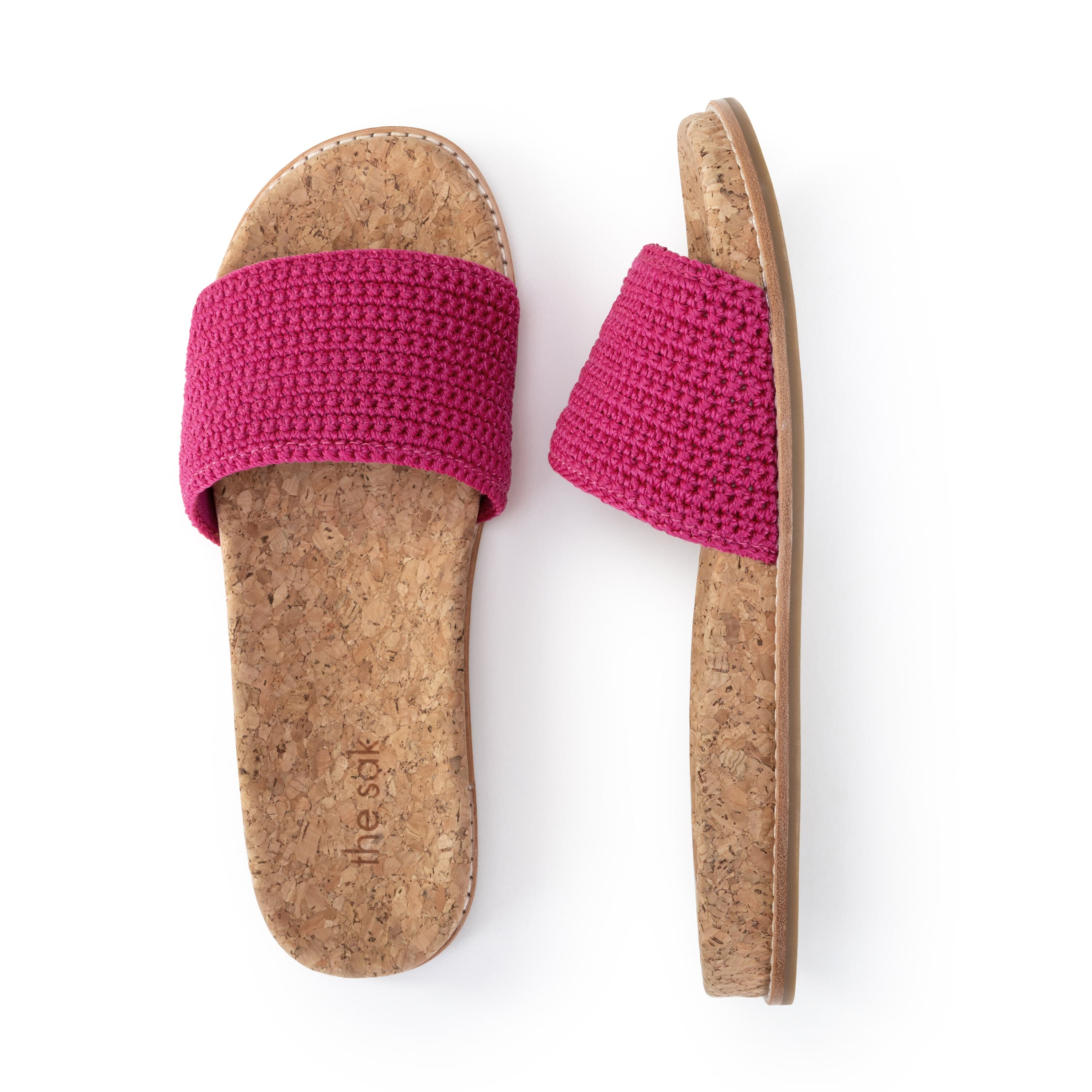 The Sak Mendocino Slide Sandal - Hand Crochet - Pinkberry