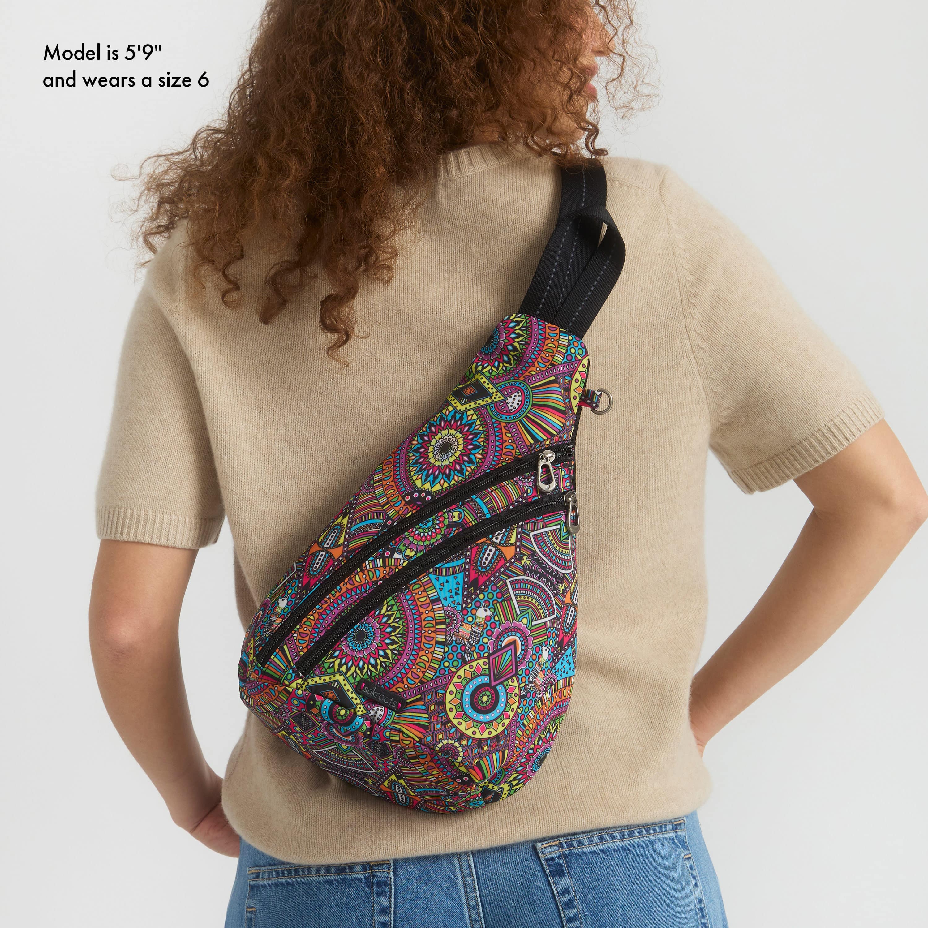 Sakroots On The Go Sling Backpack - EcoTwill - Rainbow Wanderlust