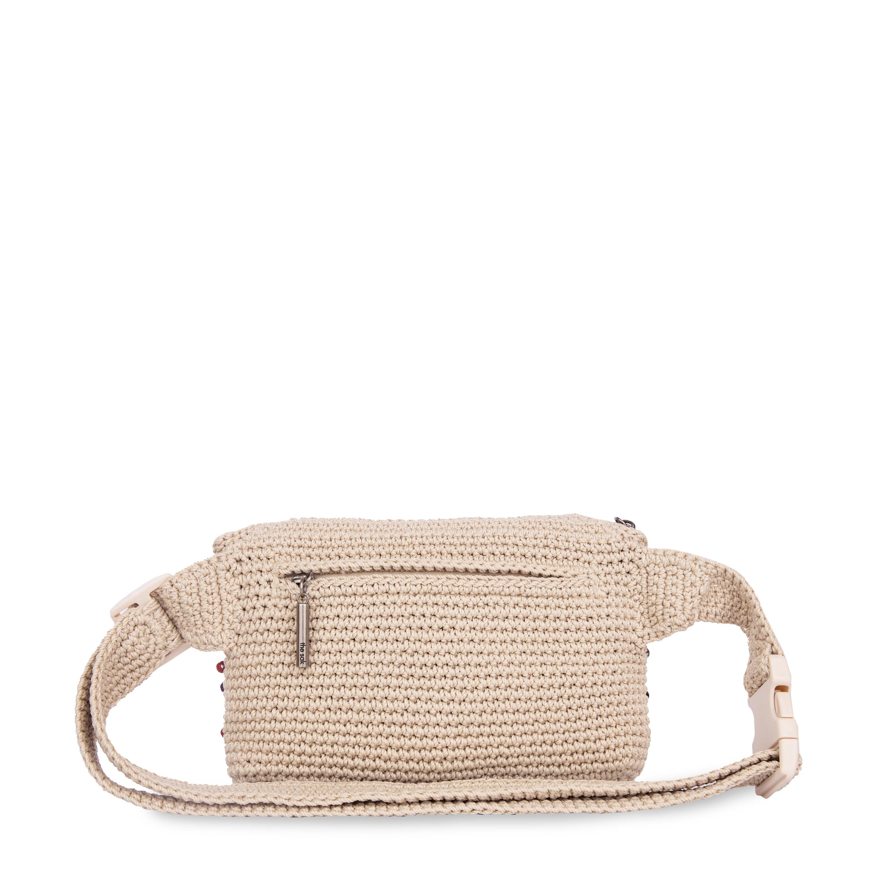 The Sak Caraway Small Belt Bag - Hand Crochet - Ecru Multi Beads