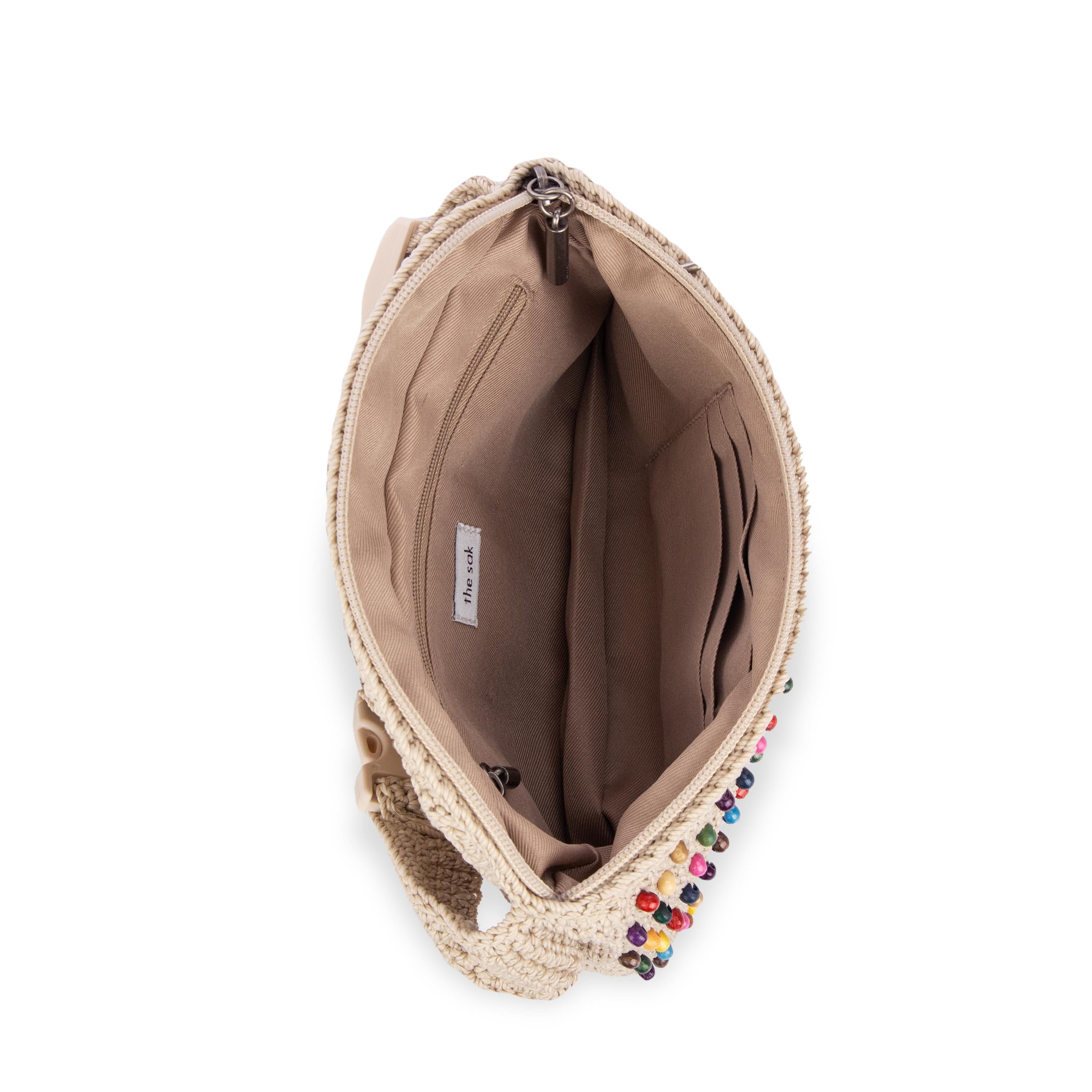 The Sak Caraway Small Belt Bag - Hand Crochet - Ecru Multi Beads
