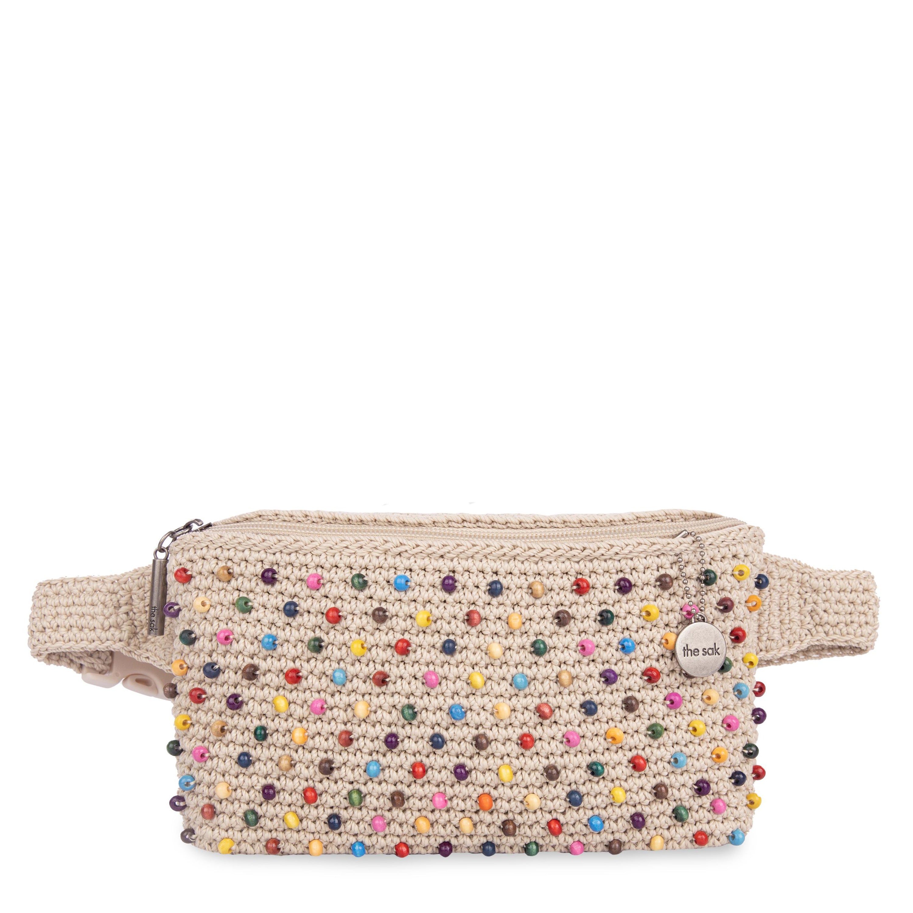 The Sak Caraway Small Belt Bag - Hand Crochet - Ecru Multi Beads