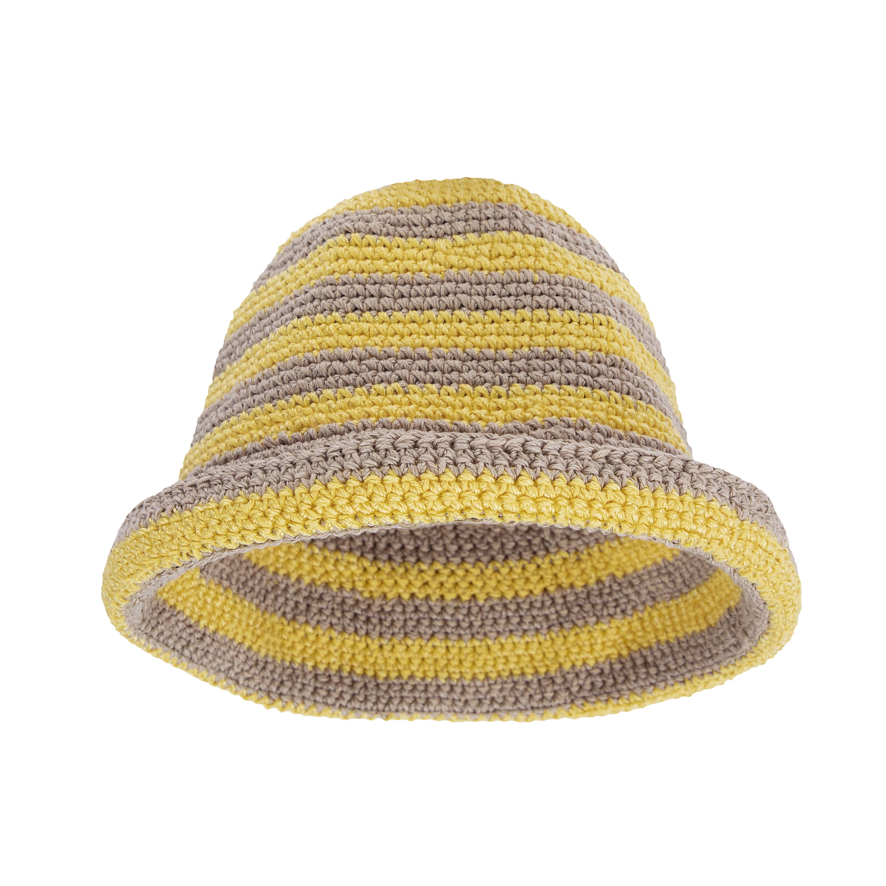 The Sak Lanie Bucket Hat - Hand Crochet - Lemon Drop Stripe