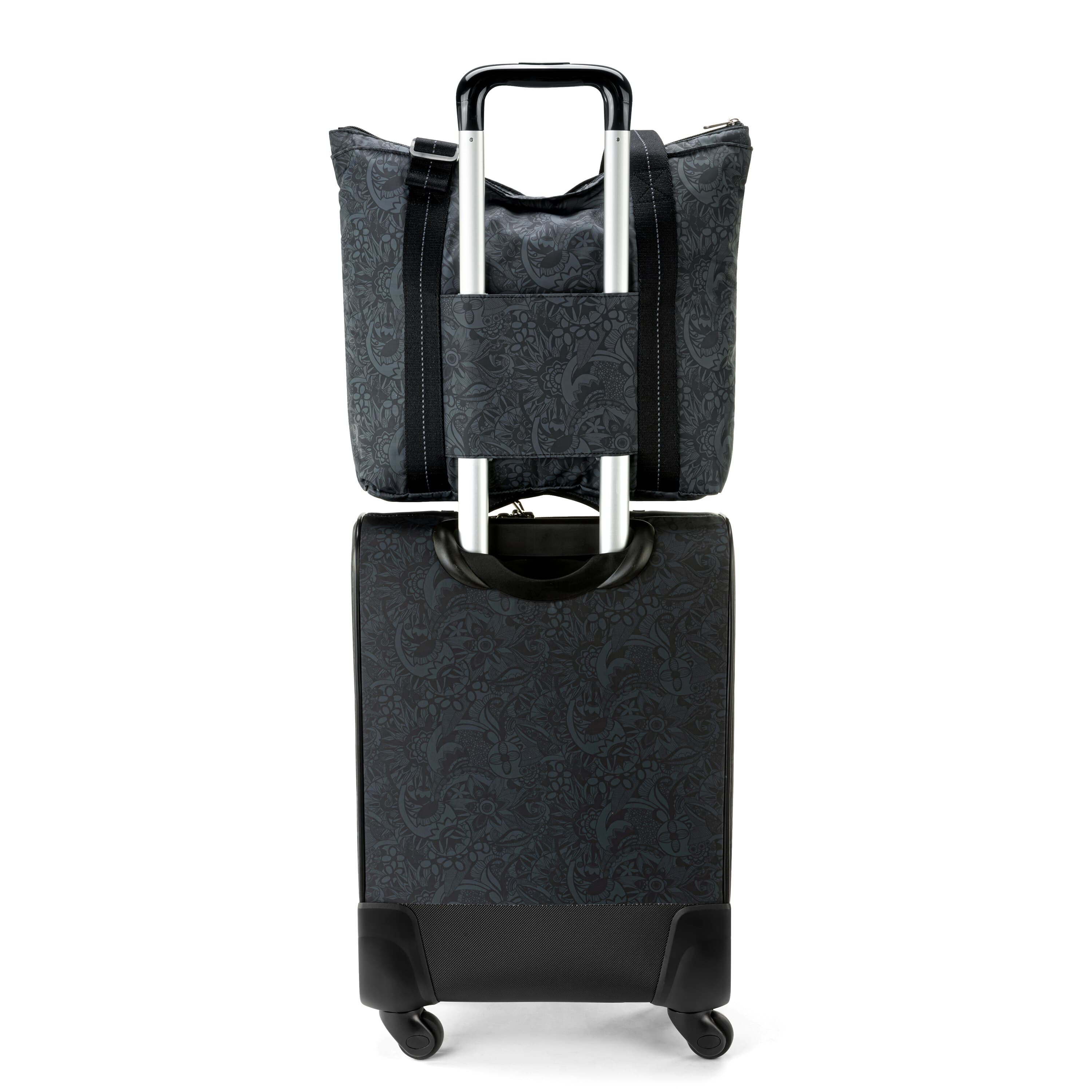 Sakroots On The Go 21" Spinner Luggage Bundle - EcoTwill - Black Rainbow Spirit Desert