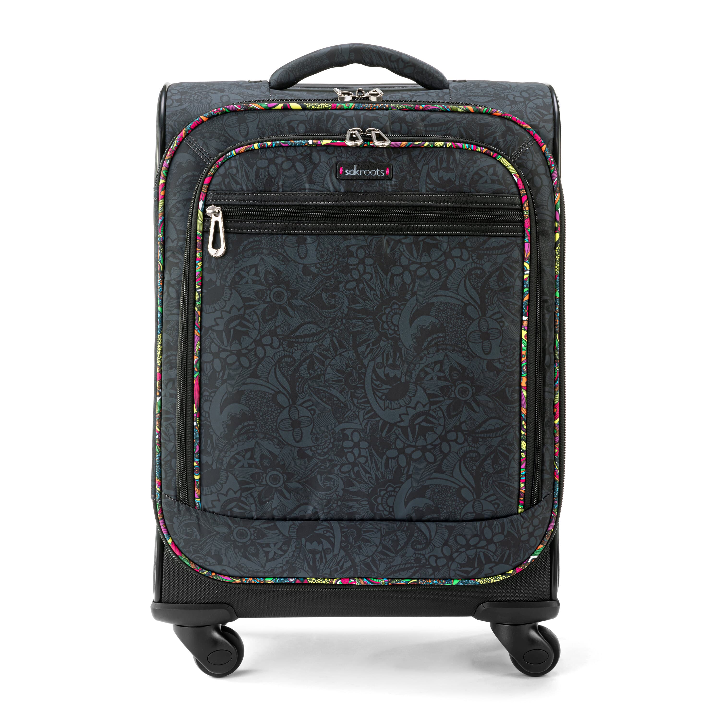 Sakroots On The Go 21" Spinner Luggage Bundle - EcoTwill - Black Rainbow Spirit Desert