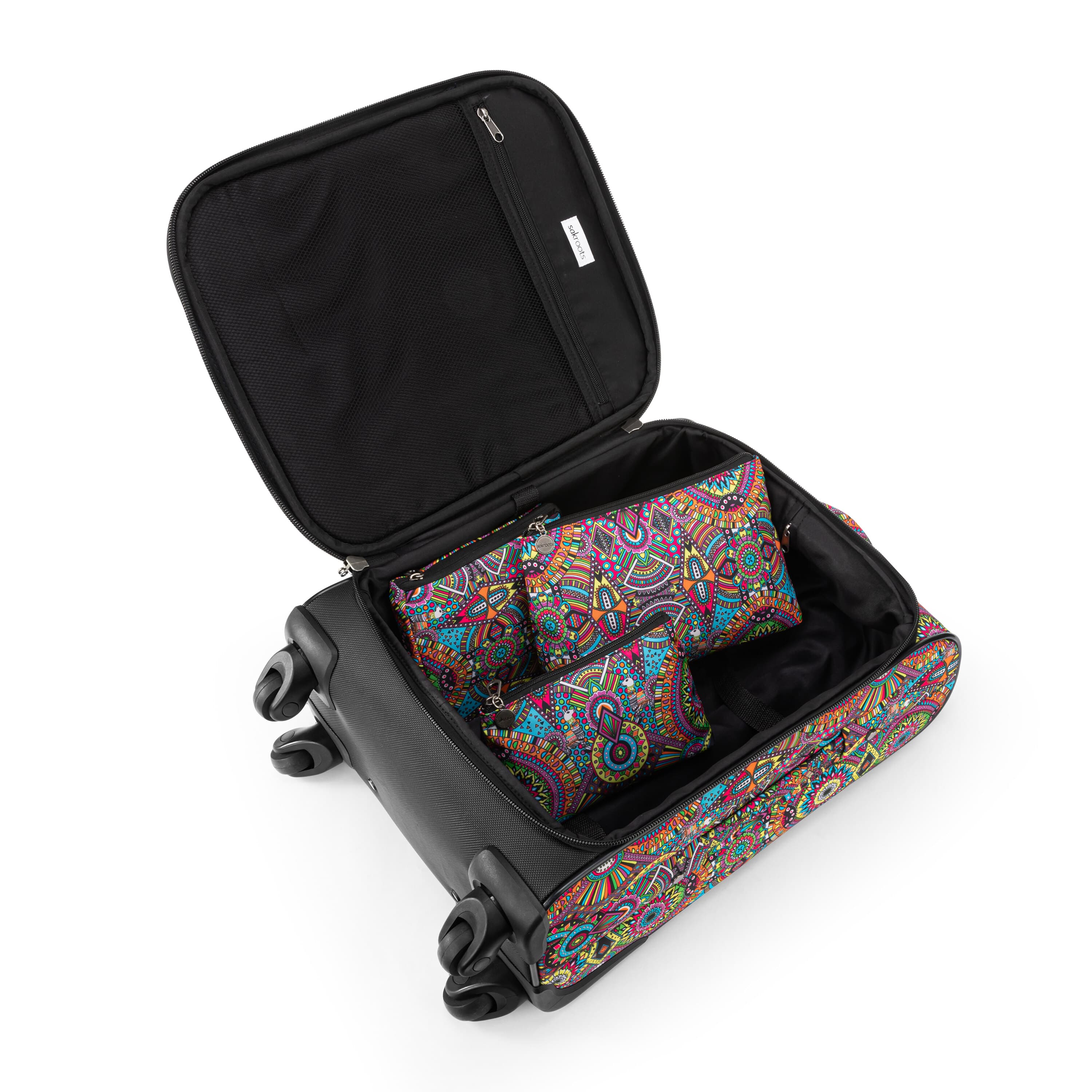 Sakroots On The Go 21" Spinner Luggage Bundle - EcoTwill - Rainbow Wanderlust