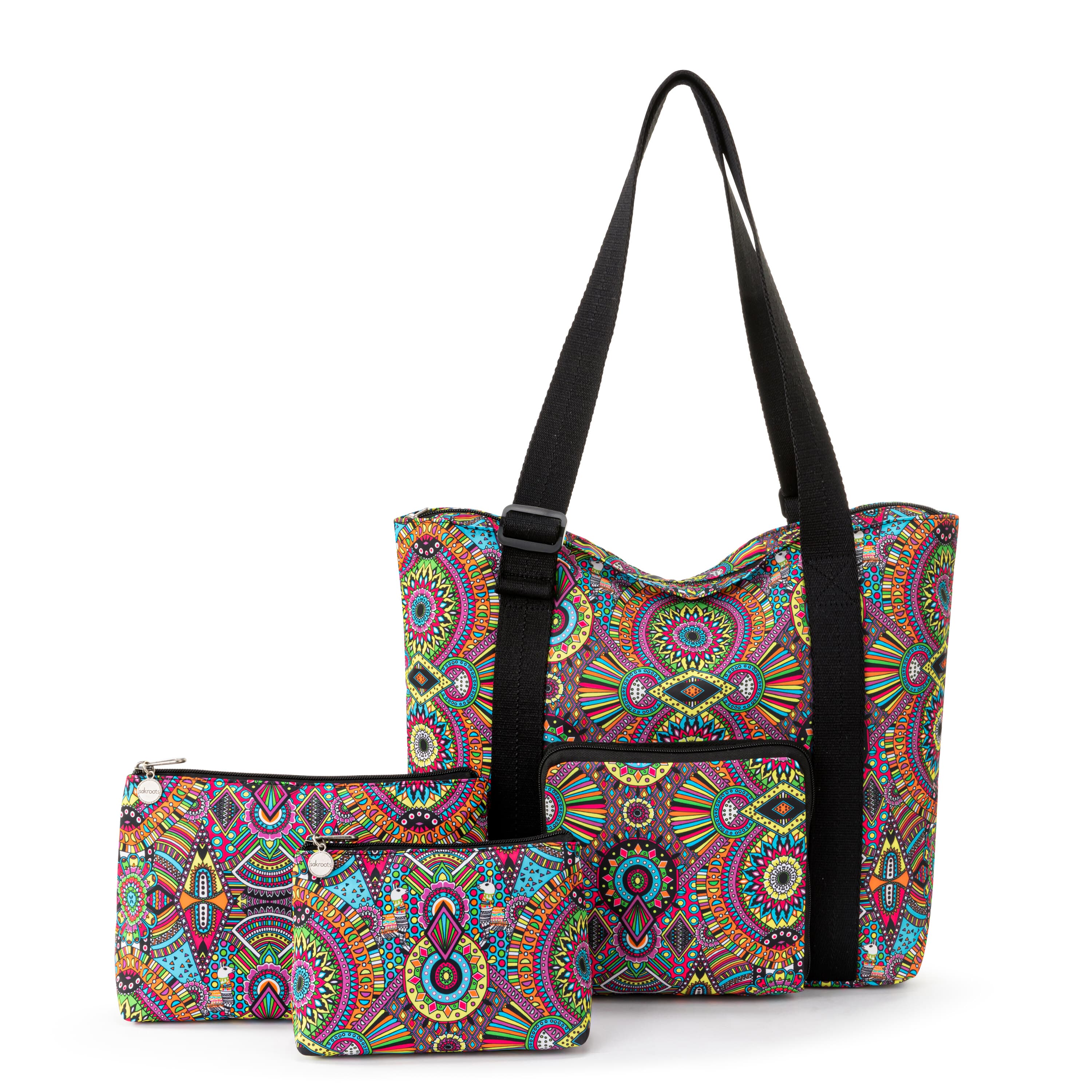 Sakroots On The Go 21" Spinner Luggage Bundle - EcoTwill - Rainbow Wanderlust