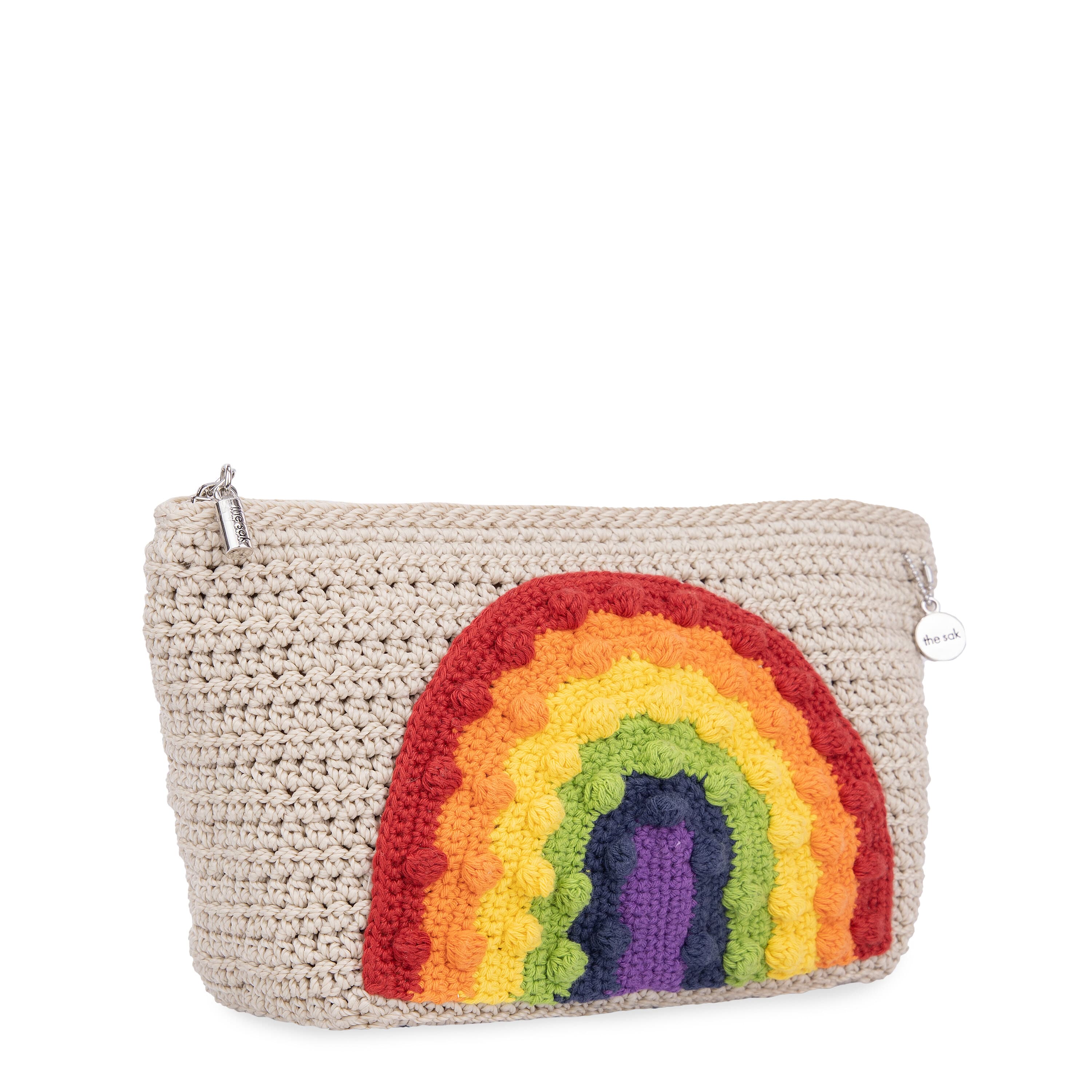 The Sak Essential Pouch - Hand Crochet - Rainbow Ecru