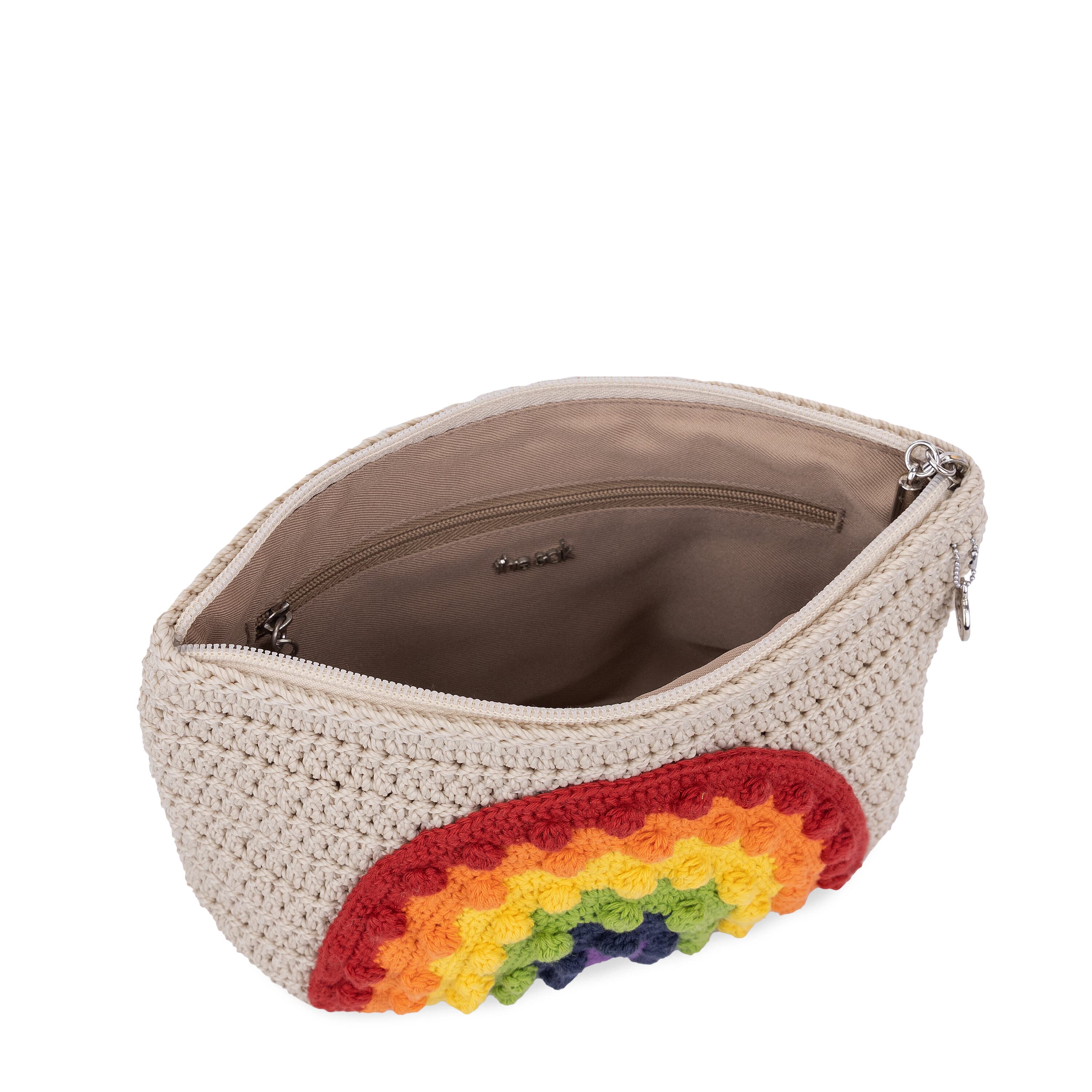 The Sak Essential Pouch - Hand Crochet - Rainbow Ecru