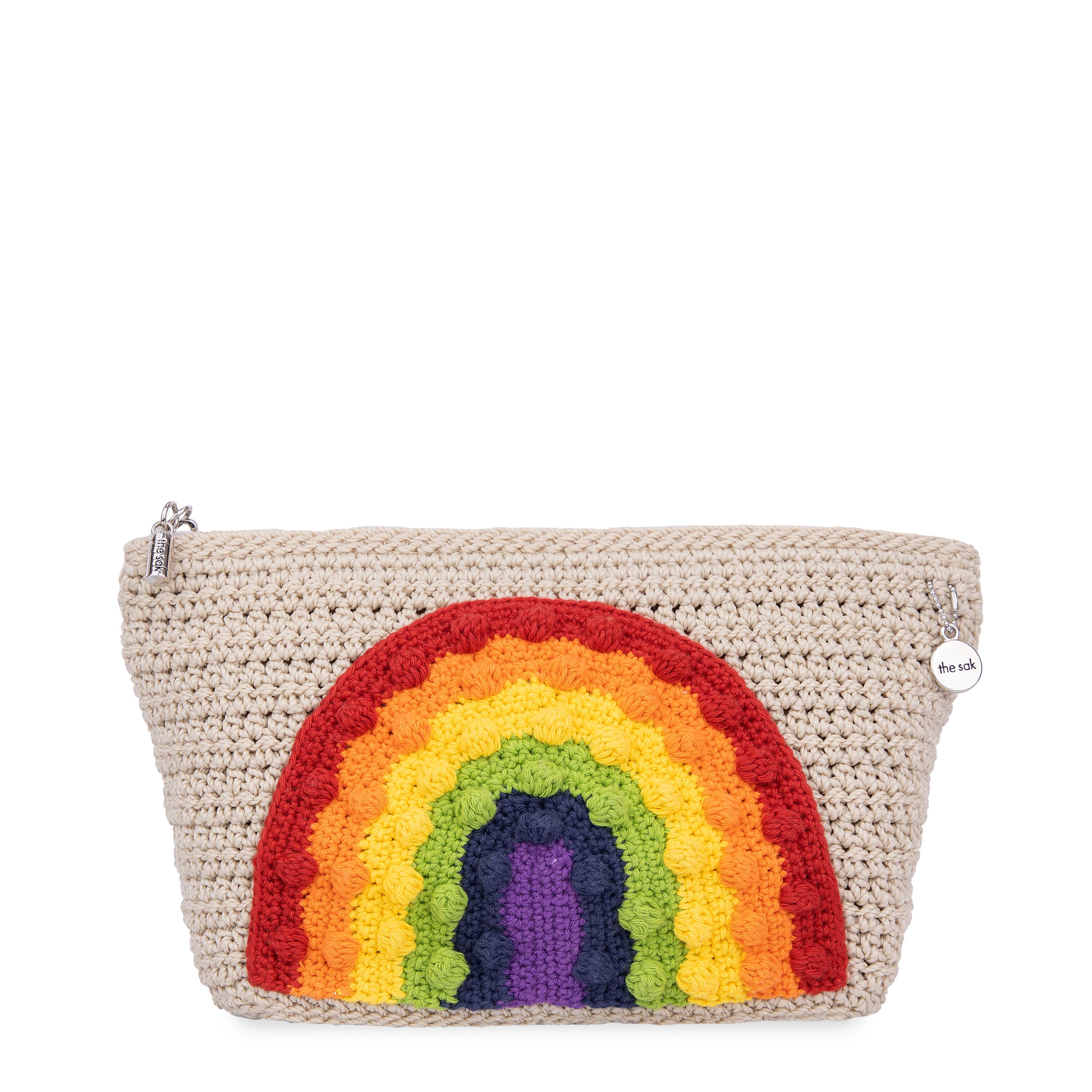 The Sak Essential Pouch - Hand Crochet - Rainbow Ecru
