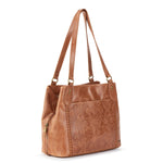 The Sak Melrose Satchel - Leather - Tobacco Floral Embossed