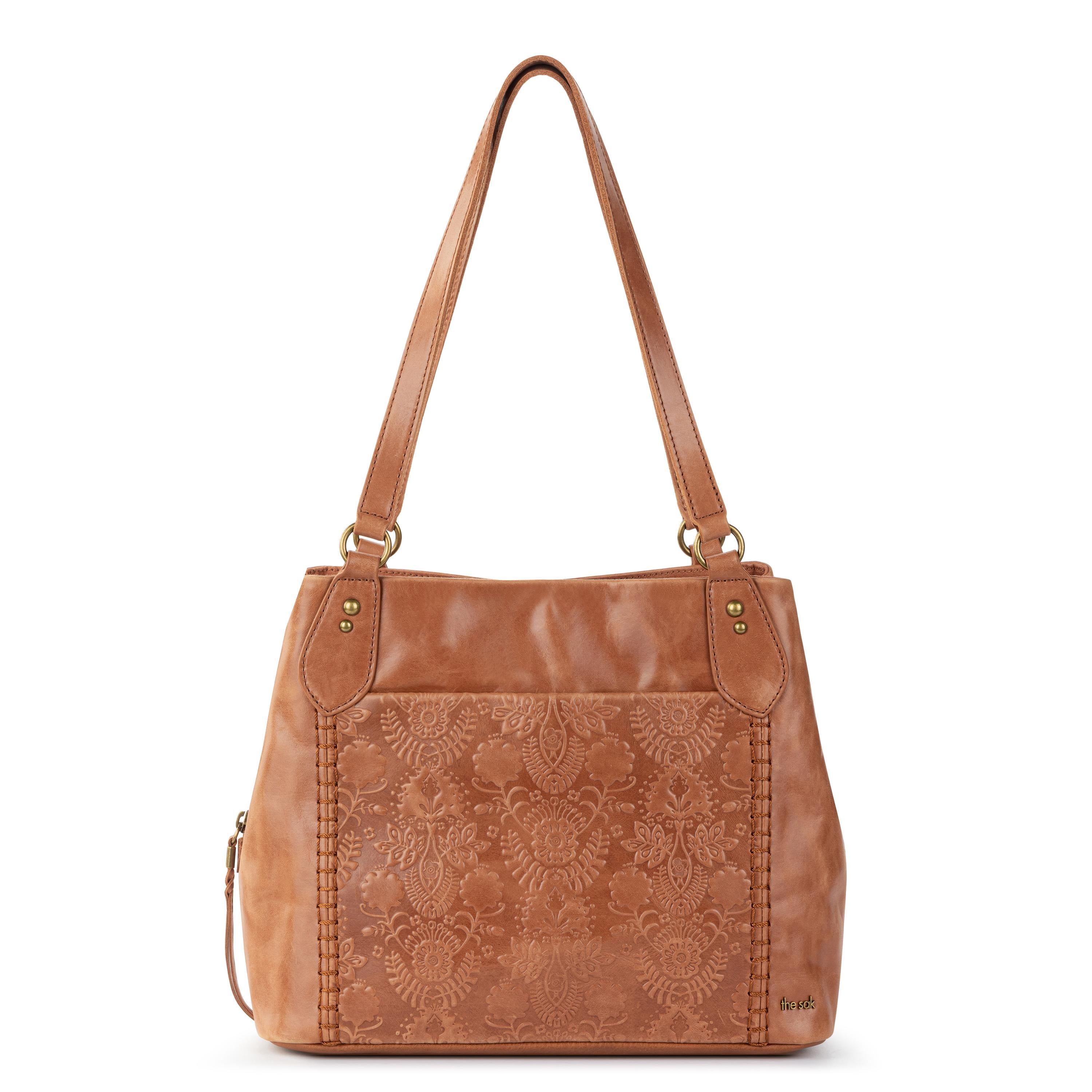 The Sak Melrose Satchel - Leather - Tobacco Floral Embossed