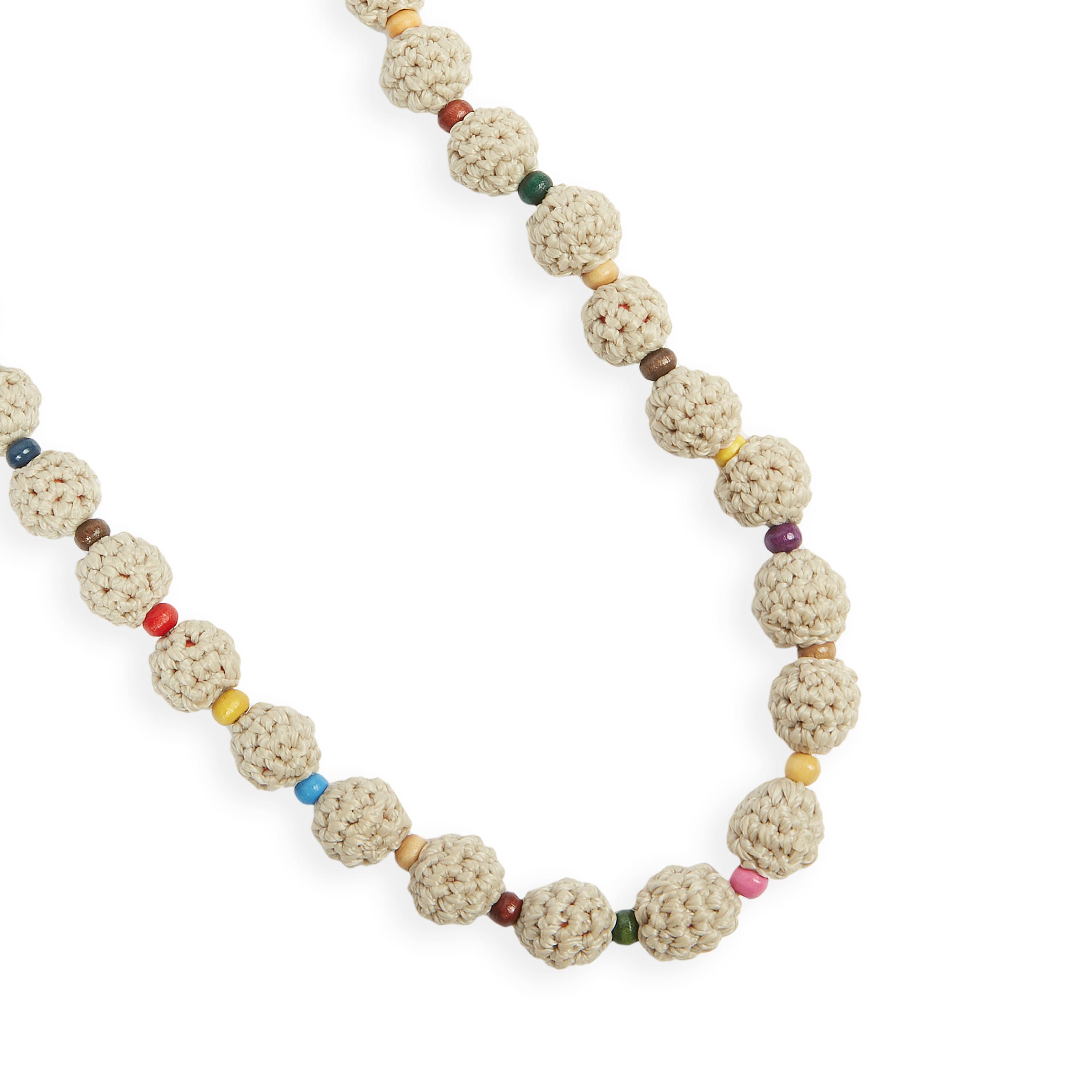 The Sak Drea Crochet Bead Necklace - Hand Crochet - Ecru Multi Beads