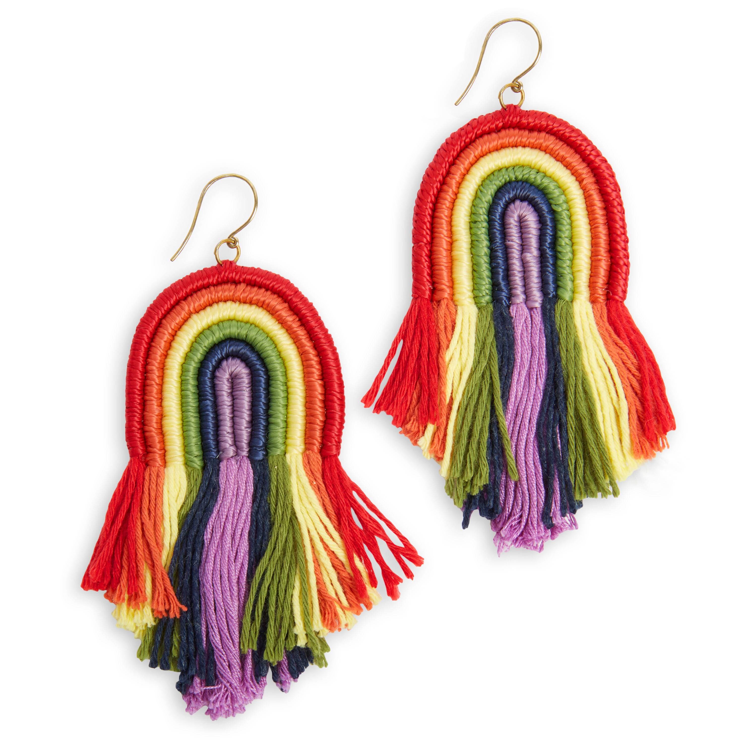 The Sak Cyrus Charm Earrings - Hand Crochet - Rainbow