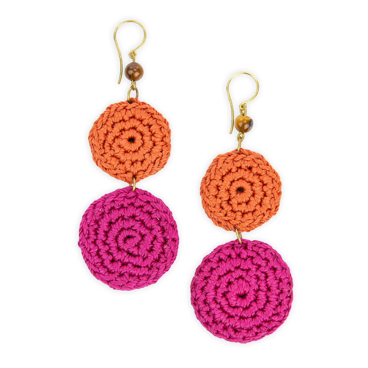 Jasper Double Disc Earrings in Pinkberry Cayen Block Crochet