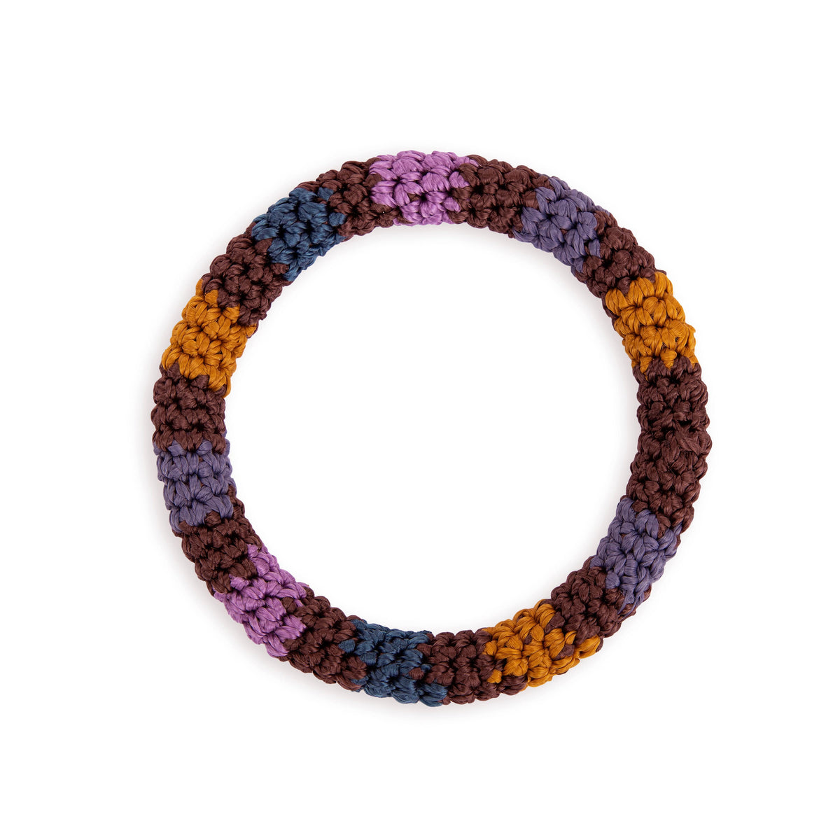 Finch Bangle in Brown Stripe Crochet
