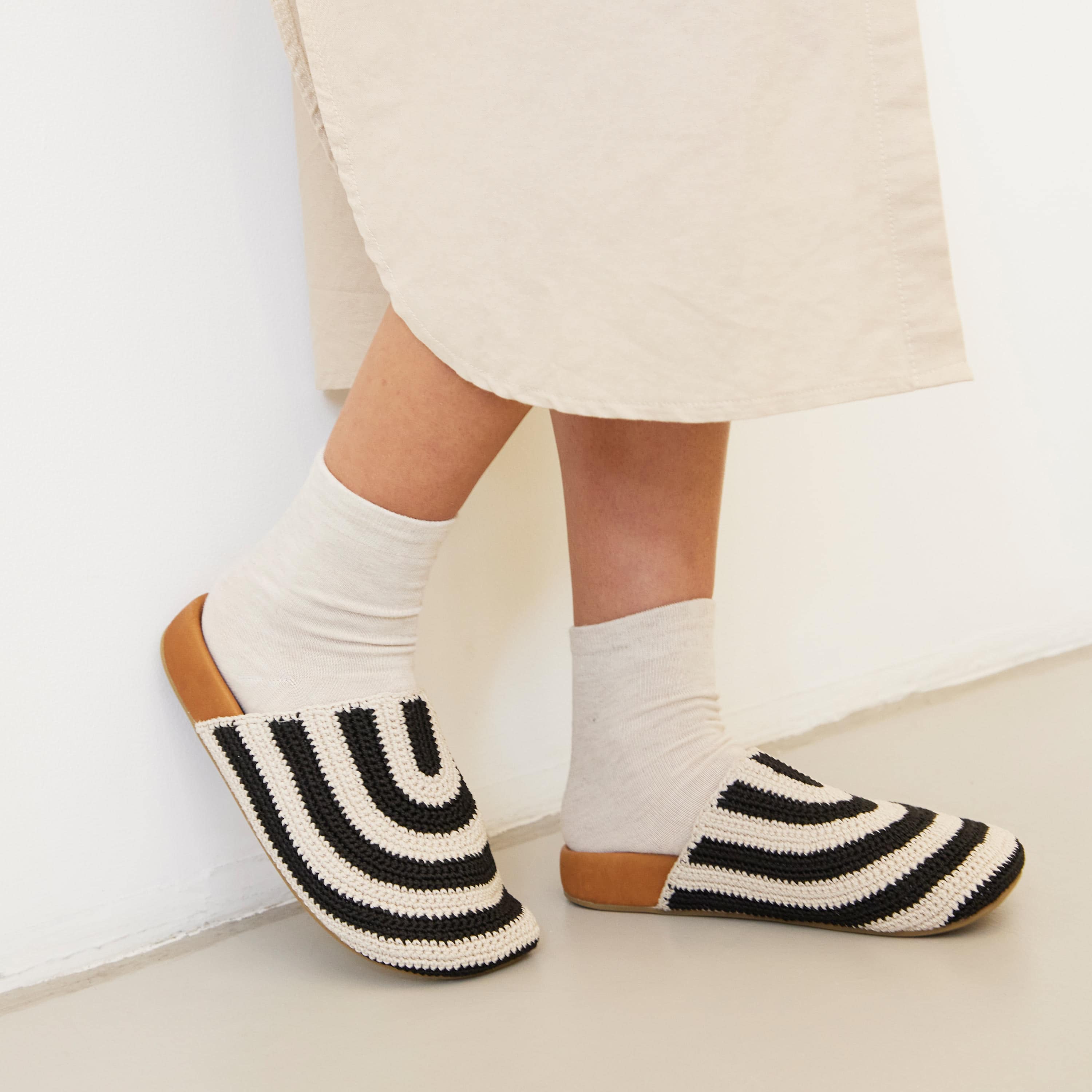 The Sak Bolinas Clog - Hand Crochet - Black Stripe