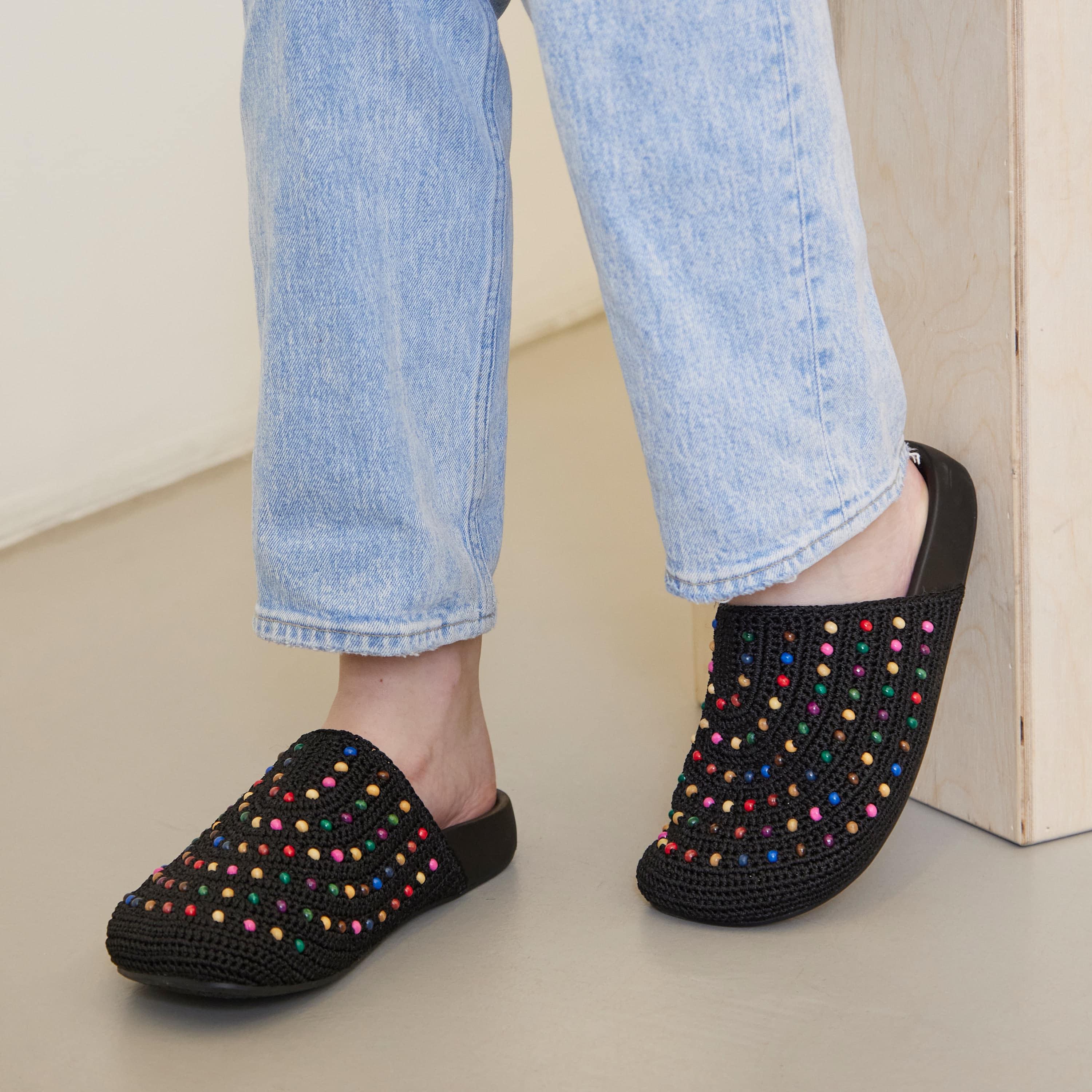 The Sak Bolinas Clog - Hand Crochet - Black Multi Beads