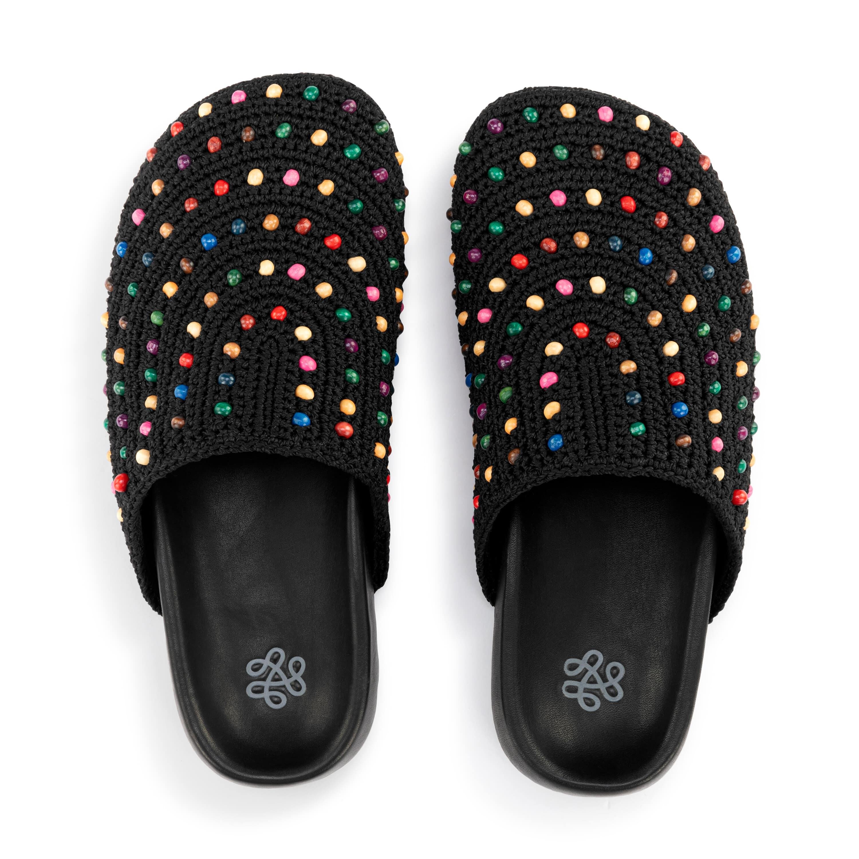 The Sak Bolinas Clog - Hand Crochet - Black Multi Beads