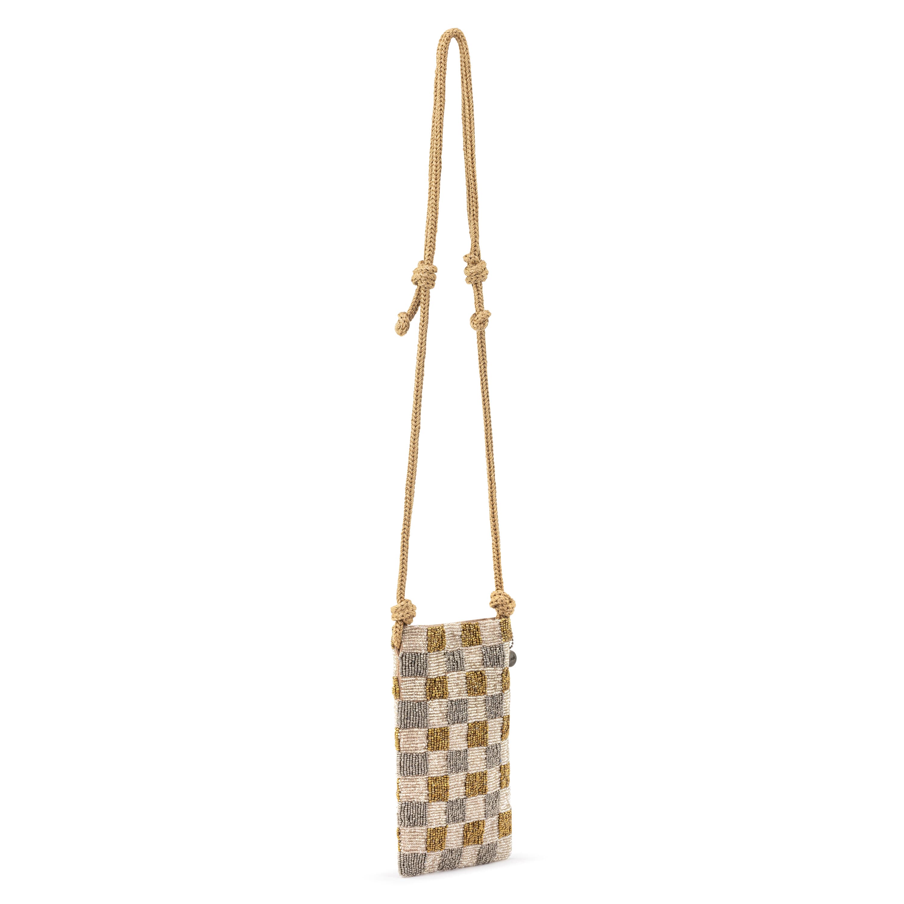 The Sak Josie Mini Crossbody - Hand Crochet - Light Metallic Check Bead