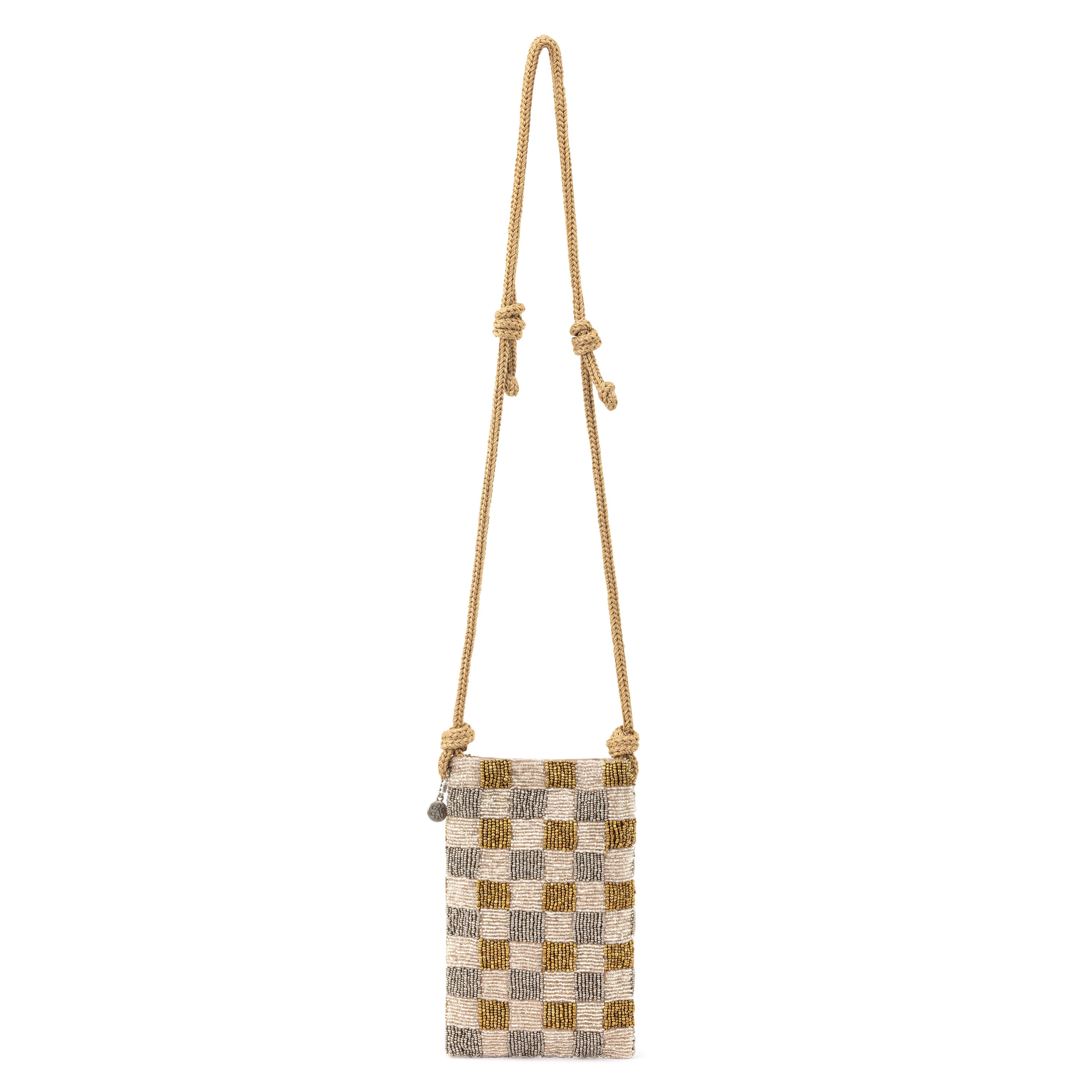 The Sak Josie Mini Crossbody - Hand Crochet - Light Metallic Check Bead