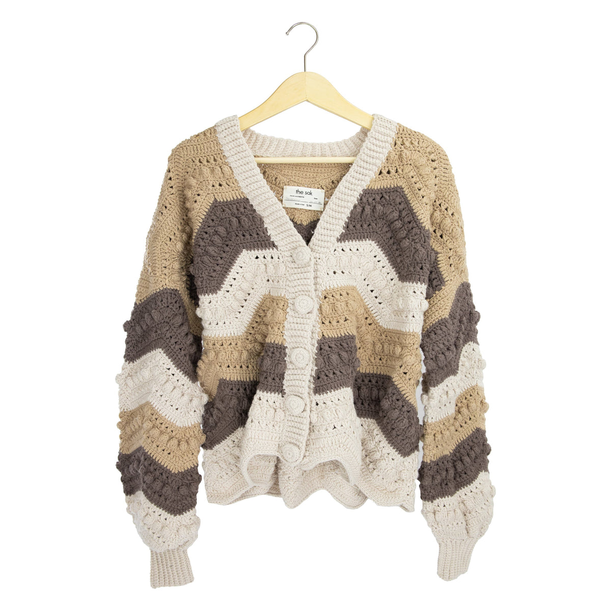 Haven Oversized Cardigan in Neutral Multi Crochet