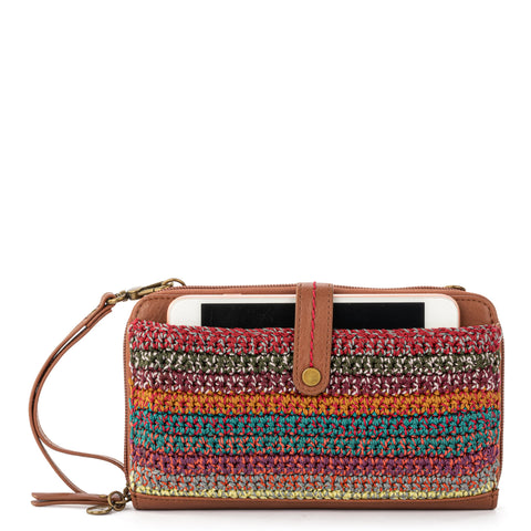 The Sak Iris Smartphone Wallet - Hand Crochet - Sunset Stripe
