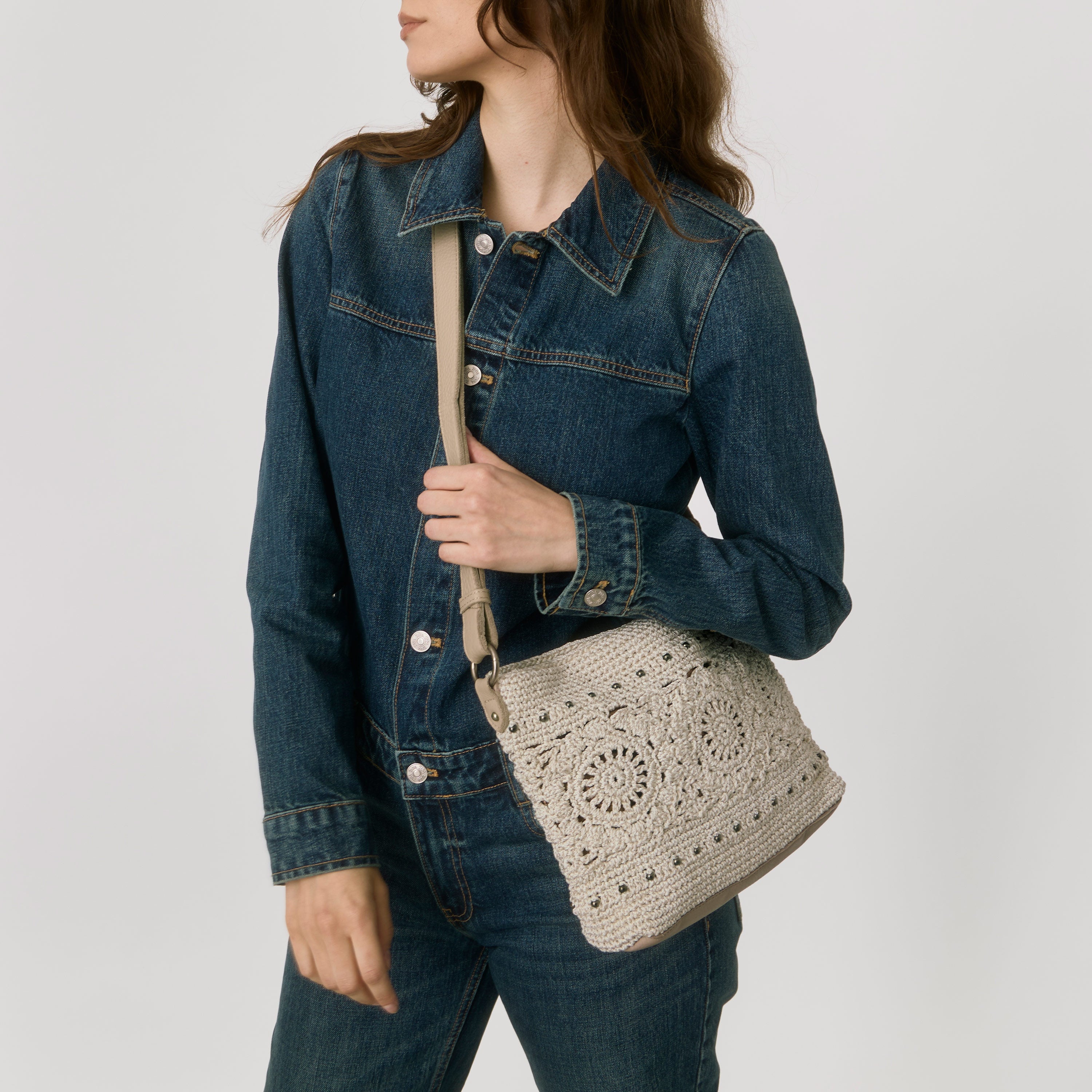 The Sak Melrose Crossbody - Hand Crochet - Natural Medallion