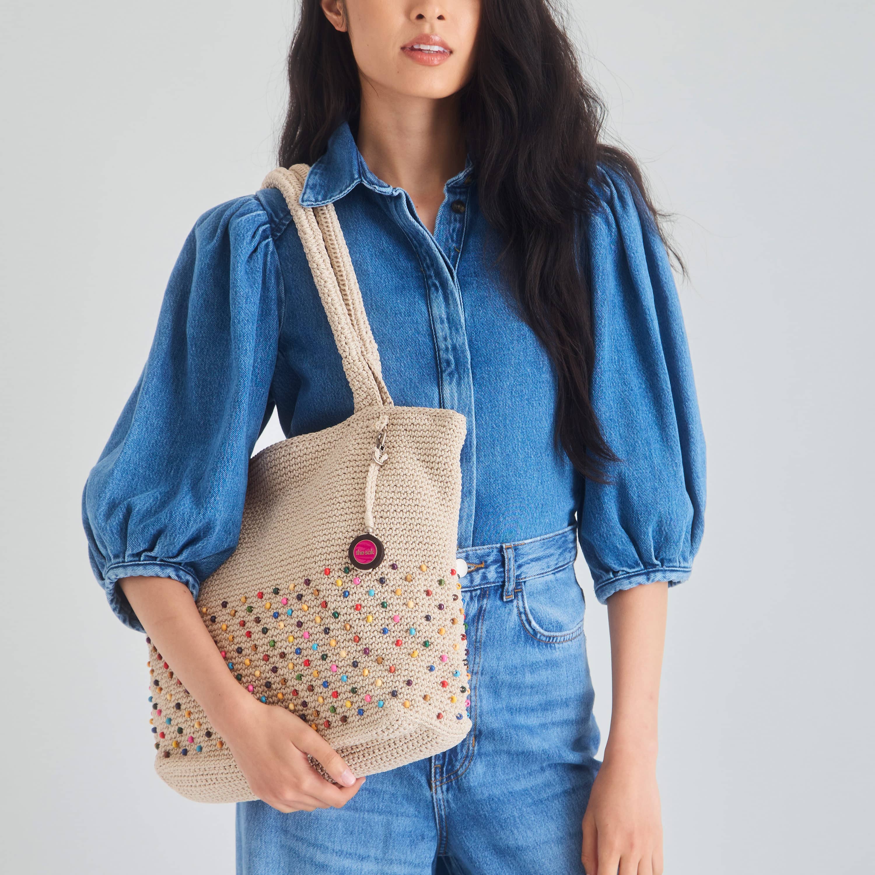 Crafted Classic Carryall Bag in Ecru Multi Beads Crochet – The Sak