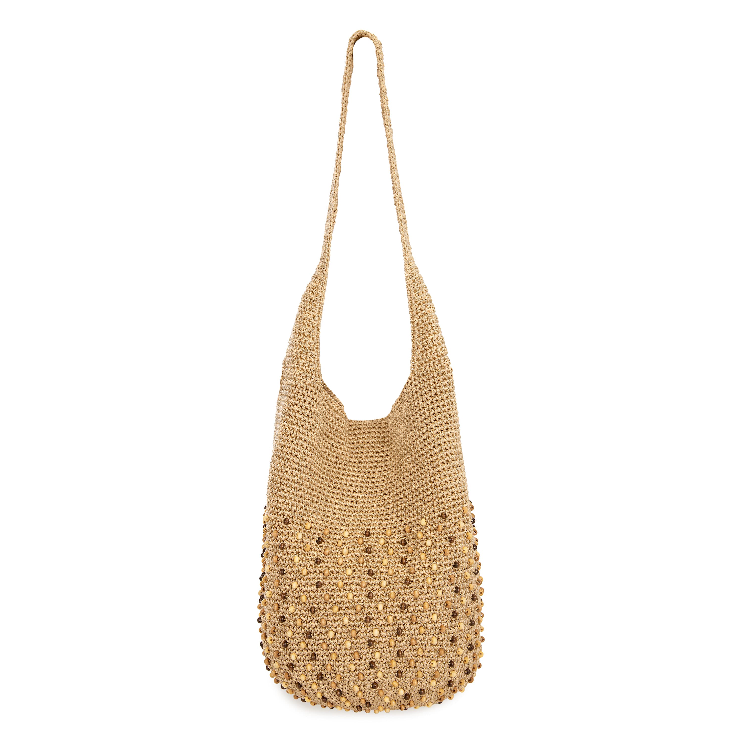 The Sak 120 Hobo - Hand Crochet - Bamboo Neutral Beads