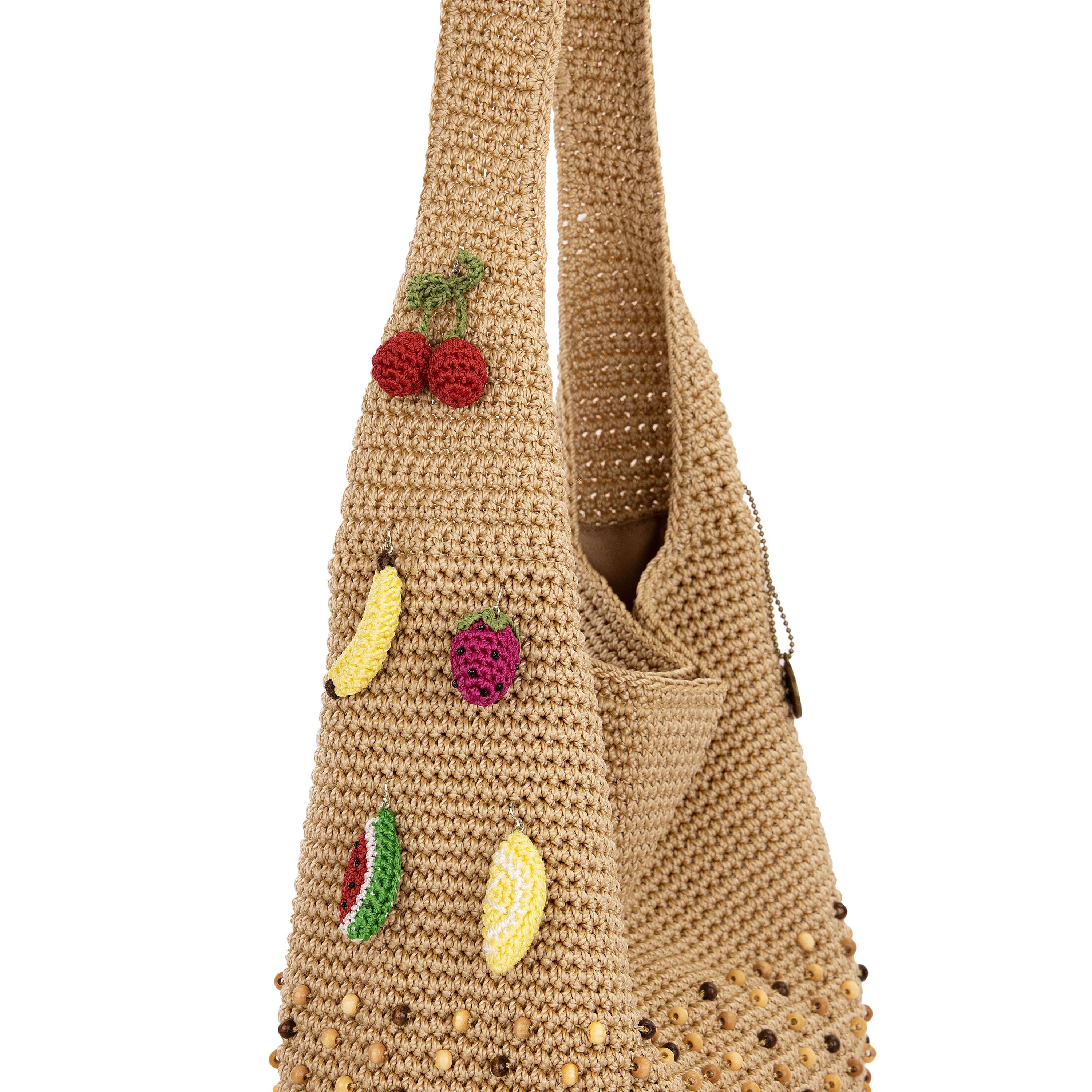 The Sak 120 Hobo - Hand Crochet - Bamboo Neutral Beads