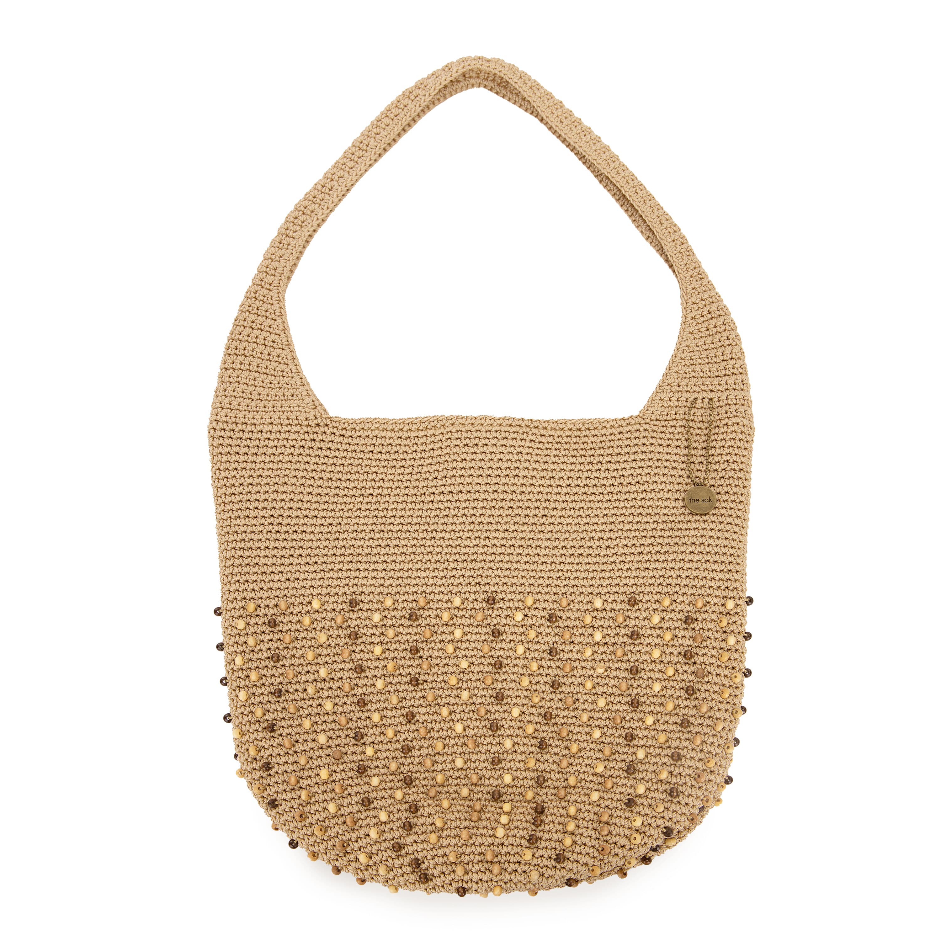 The Sak 120 Hobo - Hand Crochet - Bamboo Neutral Beads