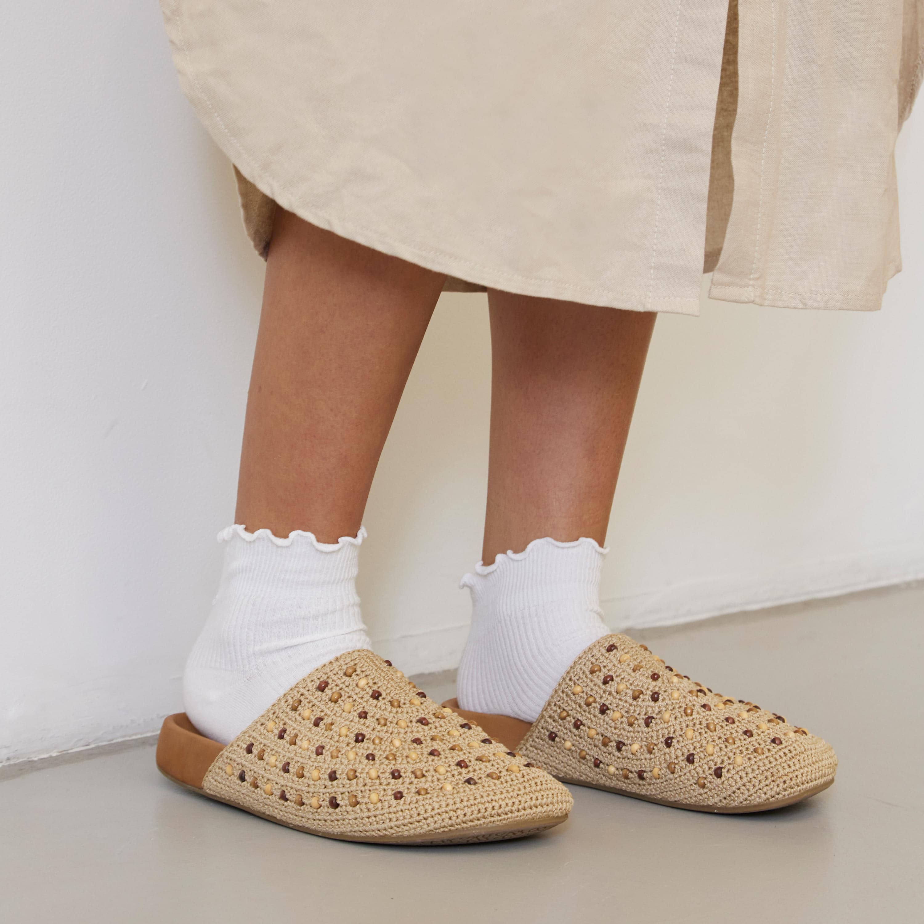 The Sak Bolinas Clog - Hand Crochet - Bamboo Neutral Beads
