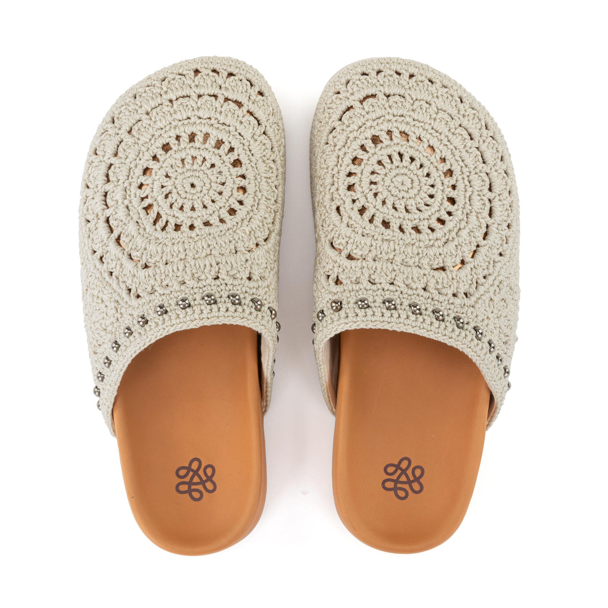 Bolinas Clog in Natural Medallion Crochet