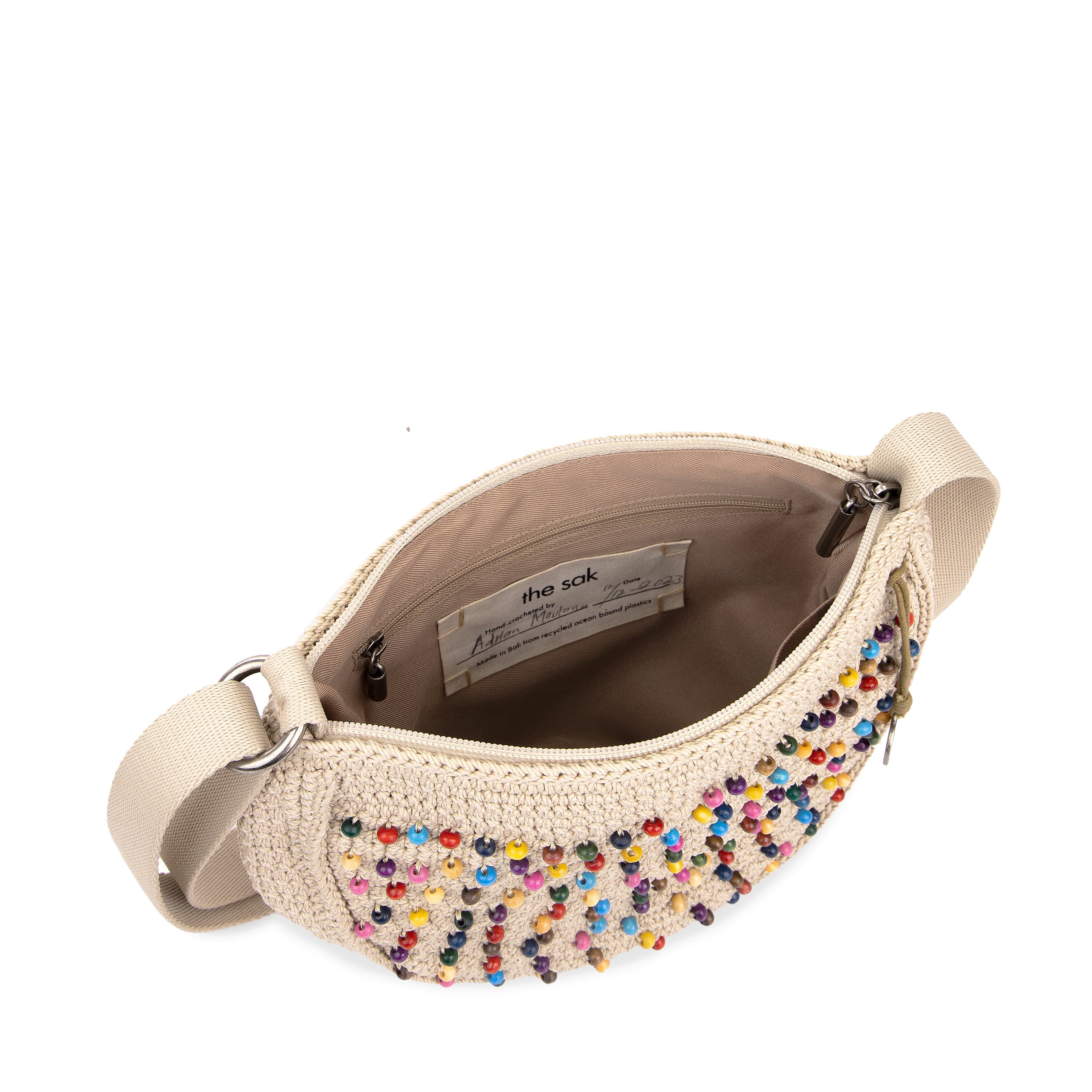 The Sak Ryder Small Crossbody - Hand Crochet - Ecru Multi Beads