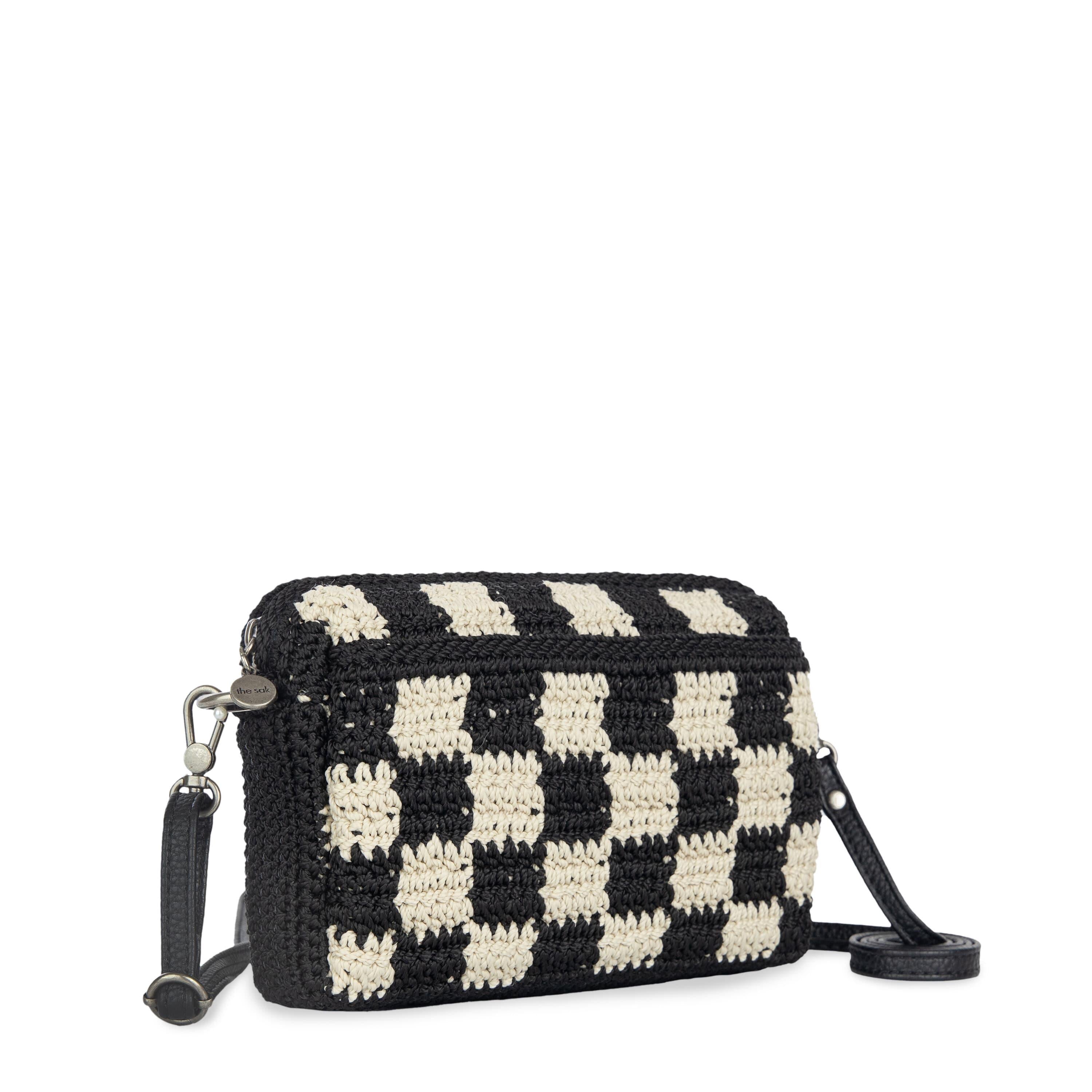 The Sak Cora Smartphone Crossbody - Hand Crochet - Black Check