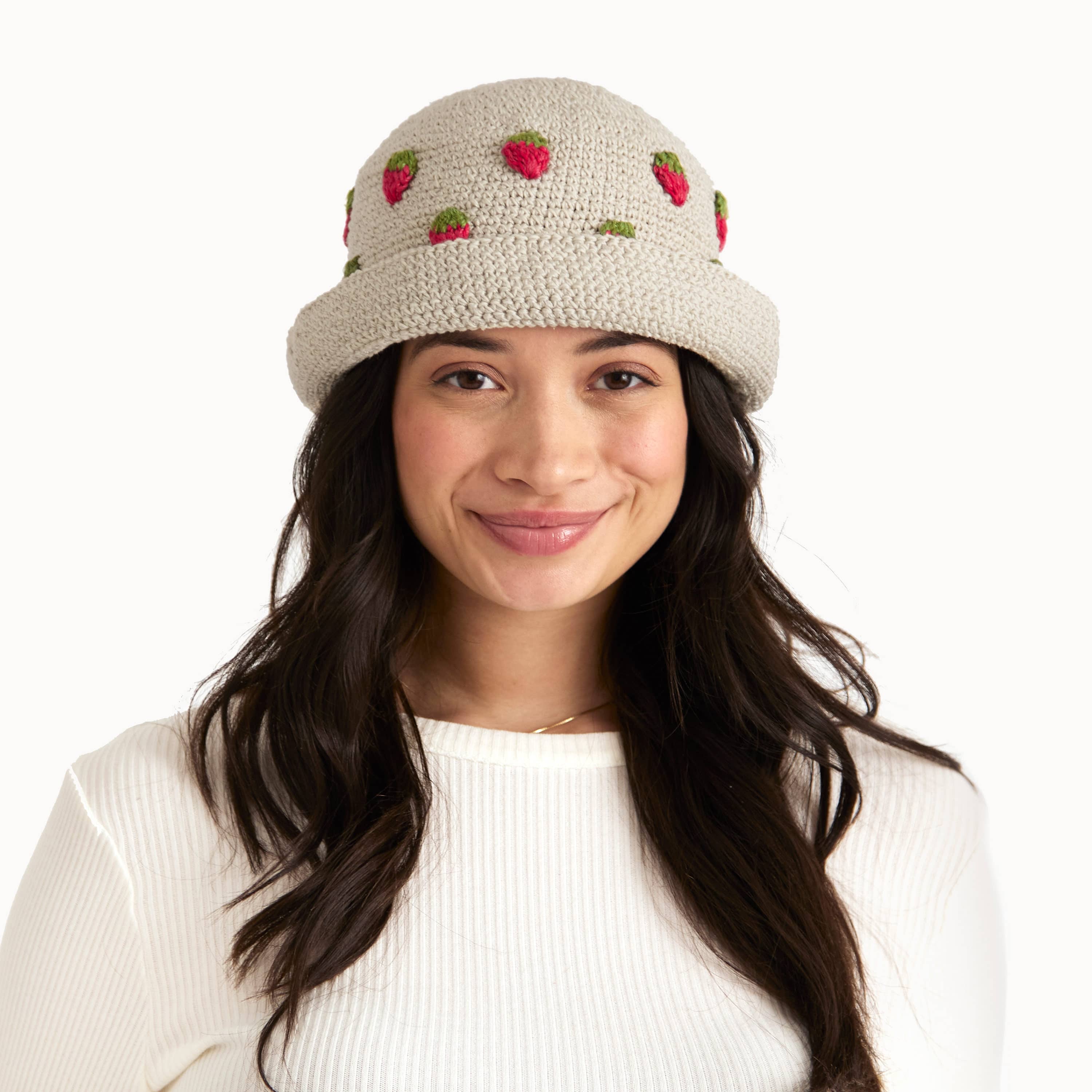 The Sak Lanie Bucket Hat - Hand Crochet - Natural Strawberries