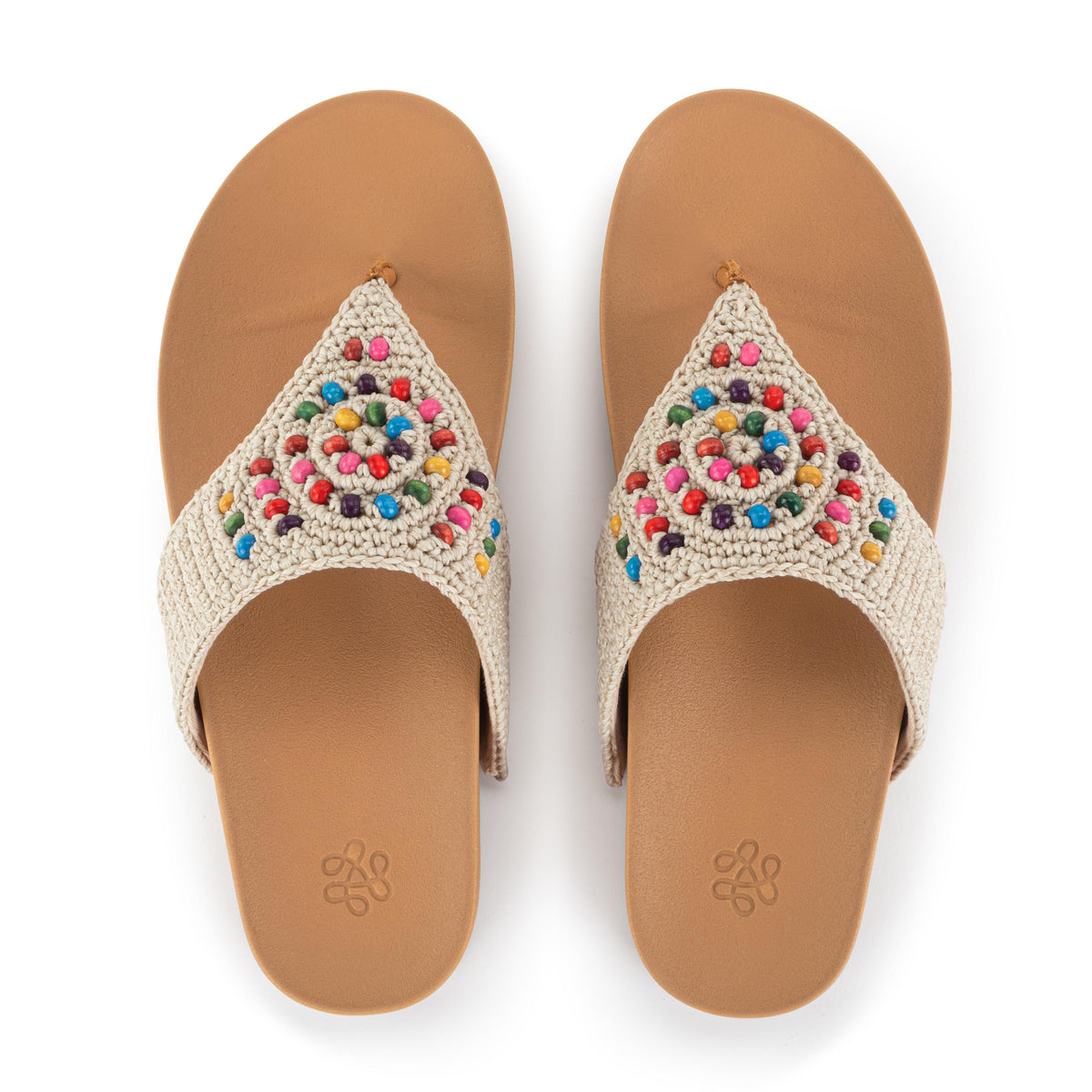 Everly Sandal in Ecru Multi Beads Crochet