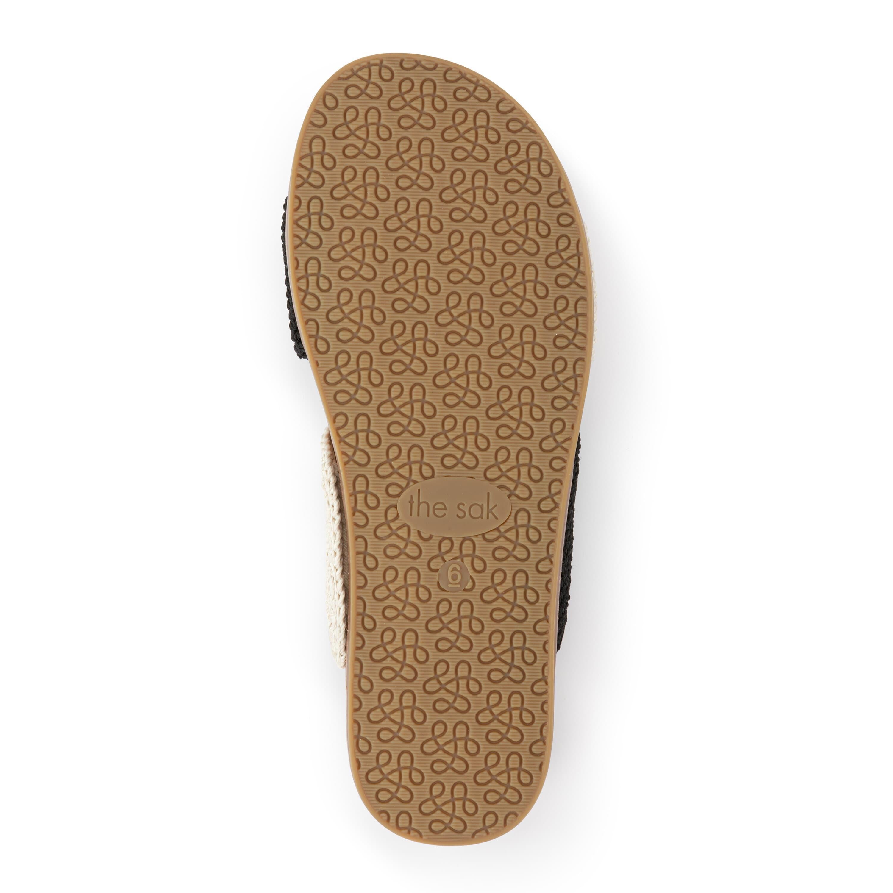 The Sak Penelope Sandal - Hand Crochet - Black Ecru Block