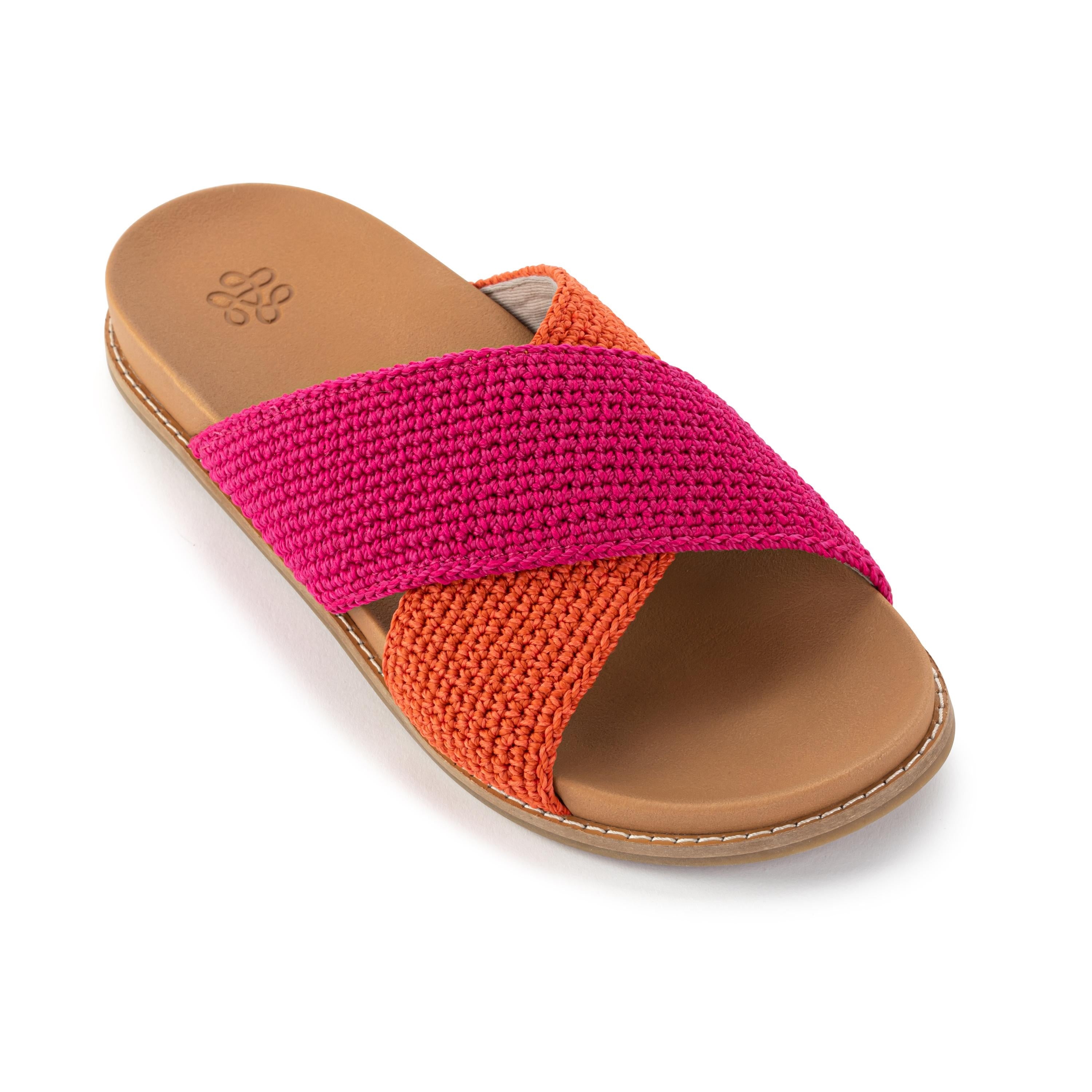 The Sak Penelope Sandal - Hand Crochet - Pinkberry Cayenne Block
